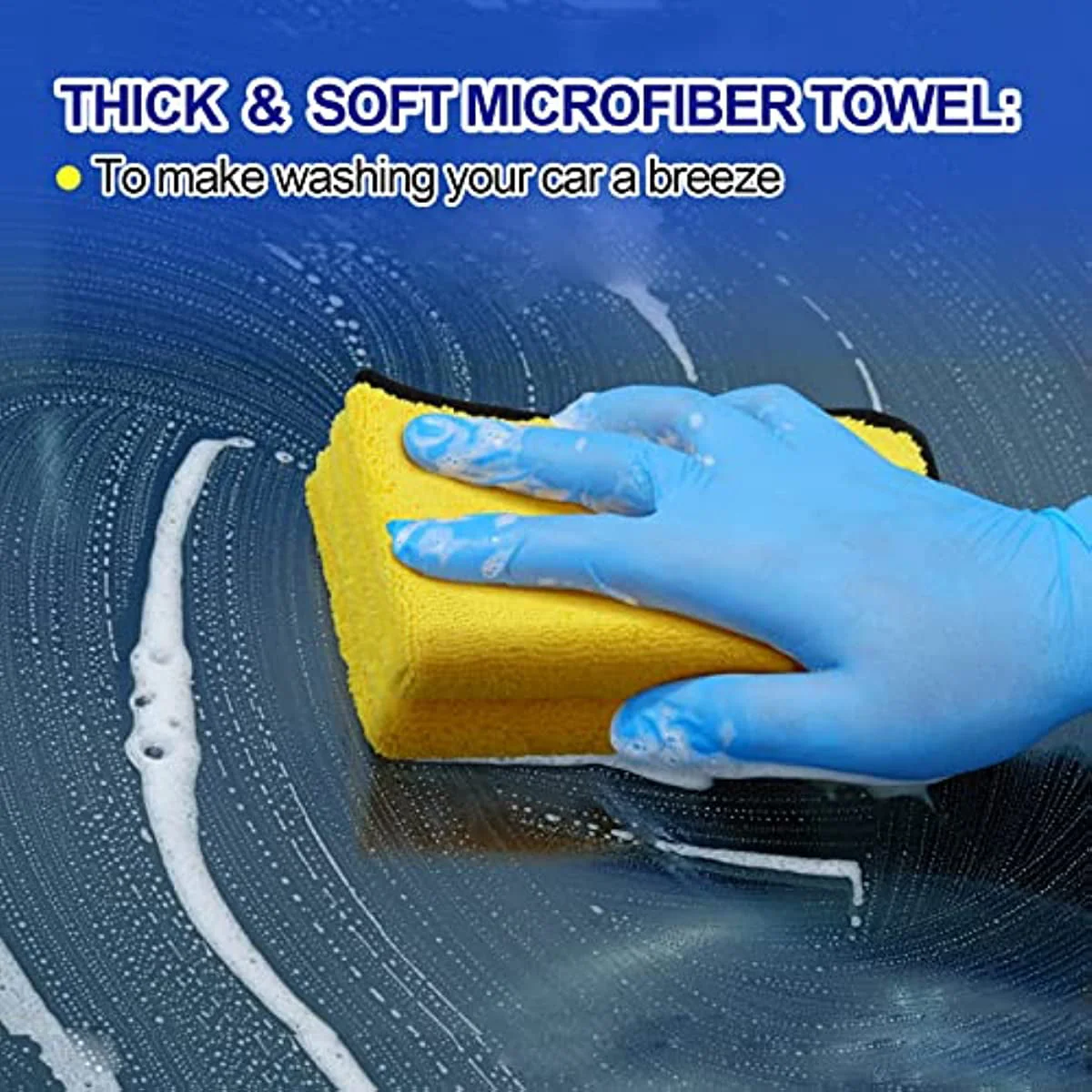 Car Wash Brush Kit with 41" Long Handle,5 in 1 Car Cleaning Mop,Microfiber Car Wash Brush,Glass Scrubber Vehicle Cleaner Kit,Blue - Image 4
