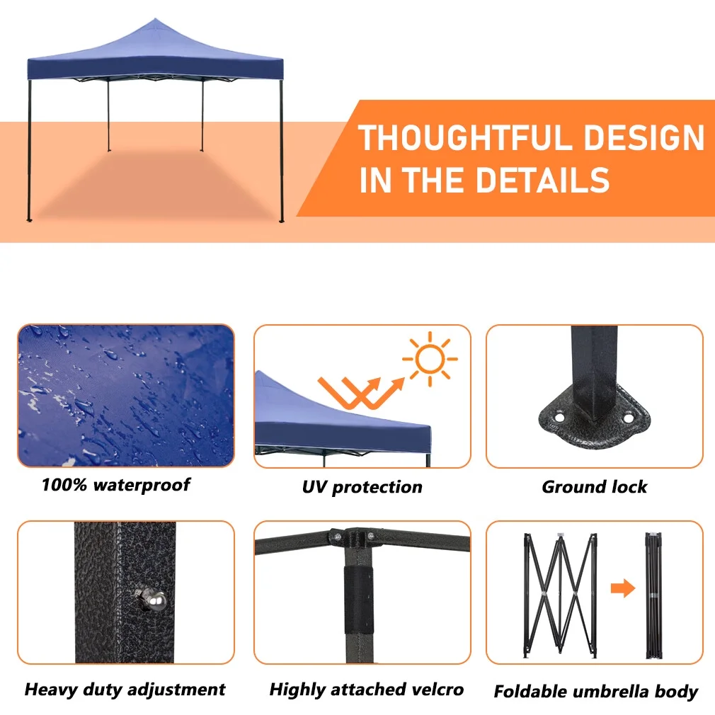 CL.HPAHKL 10' x 10' Outdoor Pop Up Canopy Tent with Wheeled Bag, Outdoor Shade Tent for Party One Push Patio Tent Canopy Instant Slant Leg Conopy for Backyard Outdoor Patio and Lawn - Image 12