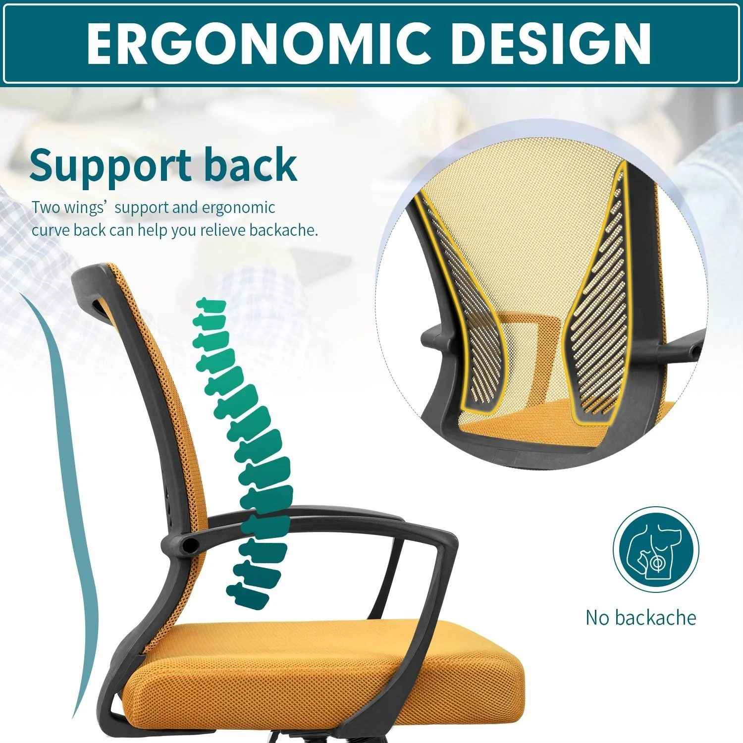 Ergonomic Mesh Office Chair with Lumbar Support, Breathable Computer Desk Chair - Image 62