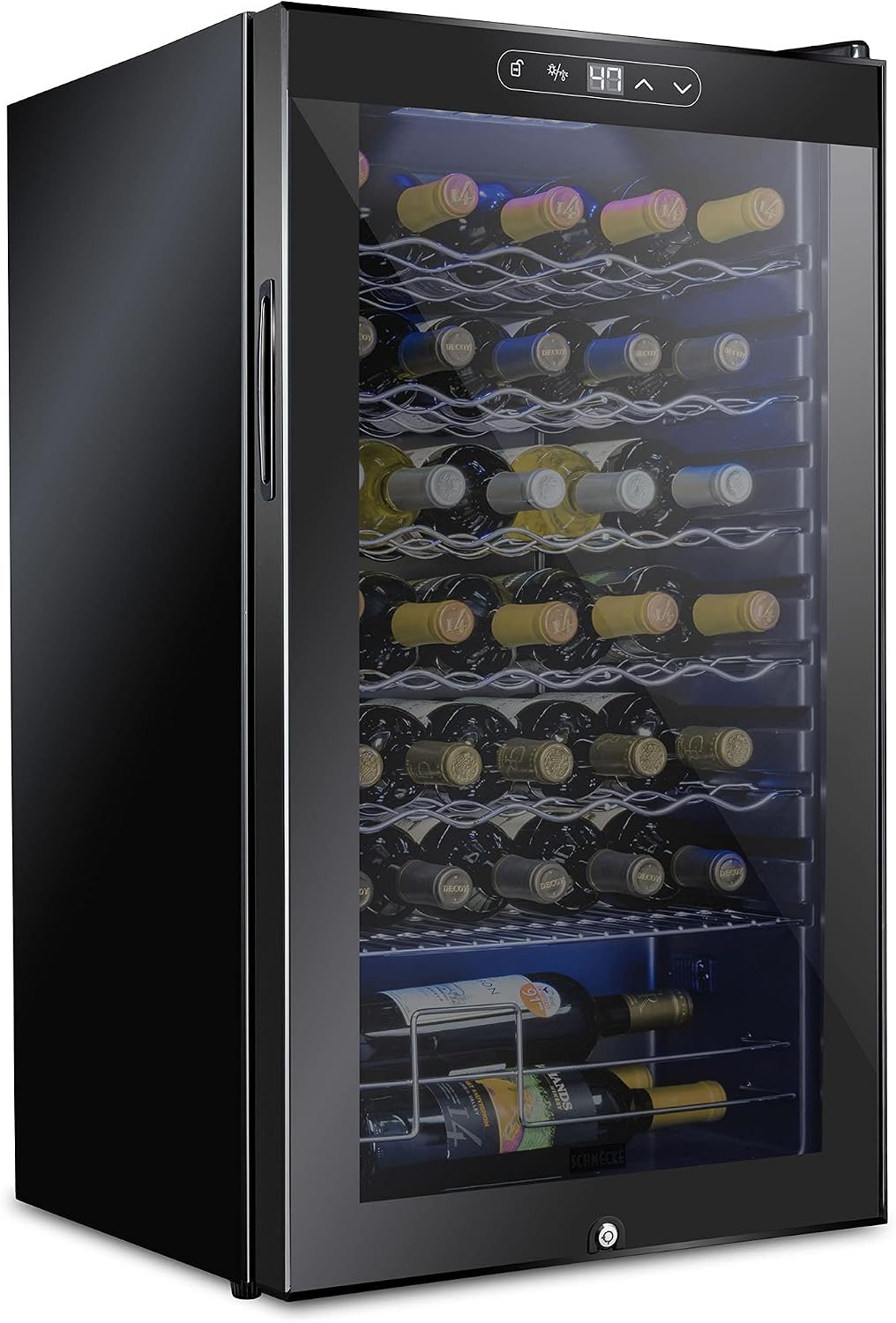 12 Bottle Compressor Wine Cooler Refrigerator w/ Lock | Large Freestanding Wine Cellar | 41F-64F Digital Temperature Control Wine Fridge for Red, White, Champagne or Sparkling Wine - Black - Image 8