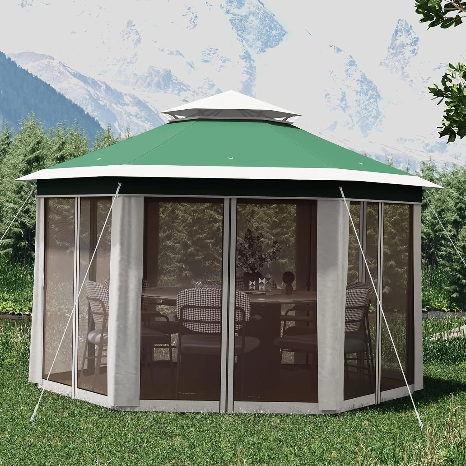 13x13 Gazebo Outdoor Canopy Shelter,Instant Patio Gazebo Sun Shade Canopy Tent with 6 Zippered Mesh Netting and Strong Steel Frame for Lawn,Garden,Backyard,Deck Party - Image 11
