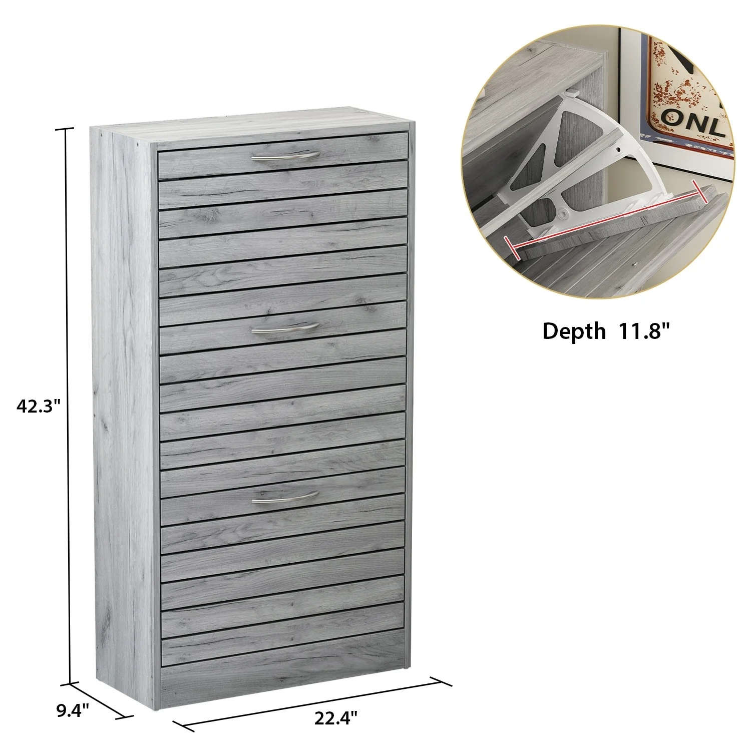 Modern Shoe Storage Cabinet for Entryway and Hallway, Space-Saving Shoe Organizer - Image 10