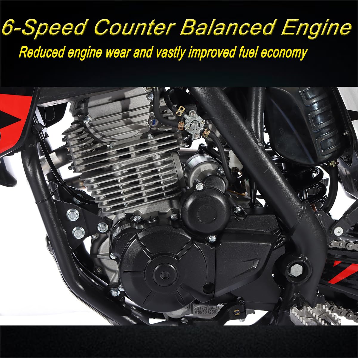 Templar X 250cc 6 Speed Dirt Bike with Zongshen Engine Pit Bike Gas Dirt Bikes Adult Pitbike, Big 21"/18" Wheels! (Red) - Image 3