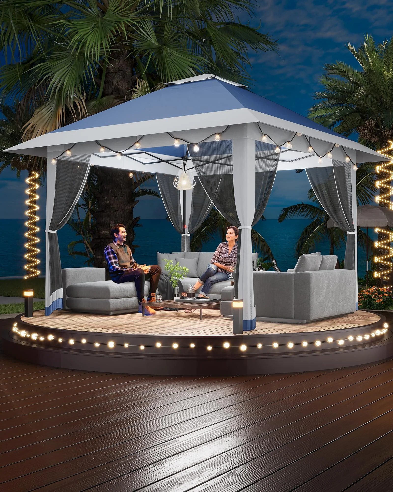 Accreate 13' X 13' Outdoor Patio Gazebo,Outdoor Canopy Tent with Mosquito Netting,Backyard Tent for Party, Wedding, Outdoor Dining, Patio, Backyard - Image 4