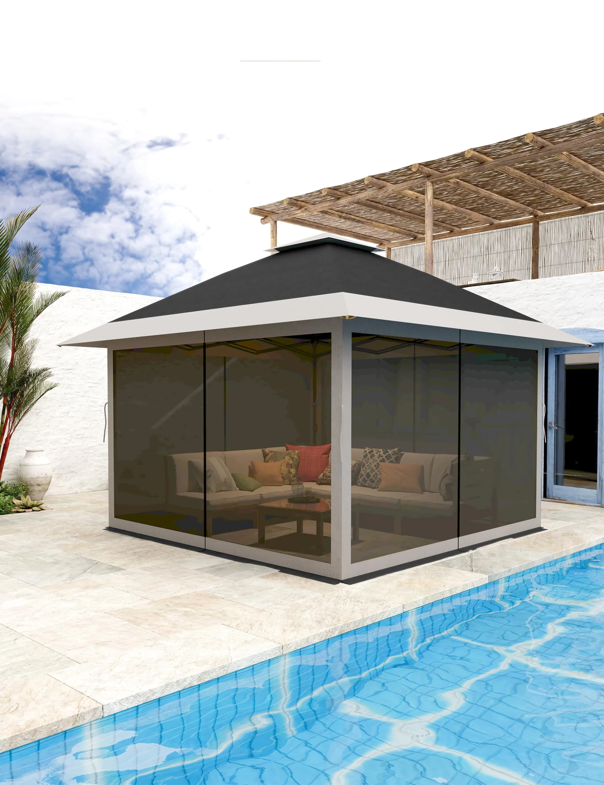 AOILE 13x13FT Pop-Up Patio Gazebo, Outdoor Canopy Tent with Mesh Walls, Double Roof & Carry Bag - Image 36
