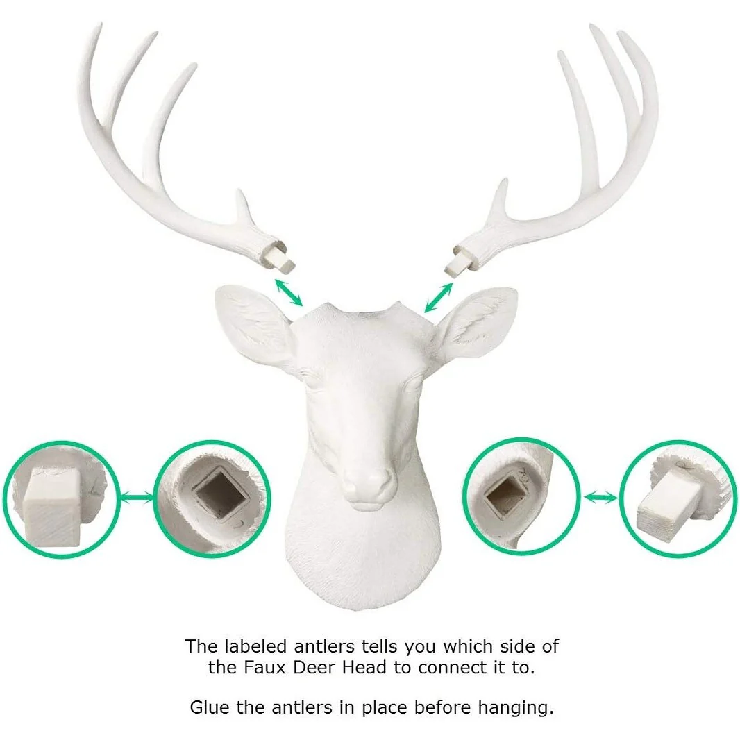 White Deer Head Wall Decor, Modern Decorative Animal Head Sculpture for Living Room, Bedroom and Home Decoration - Image 6