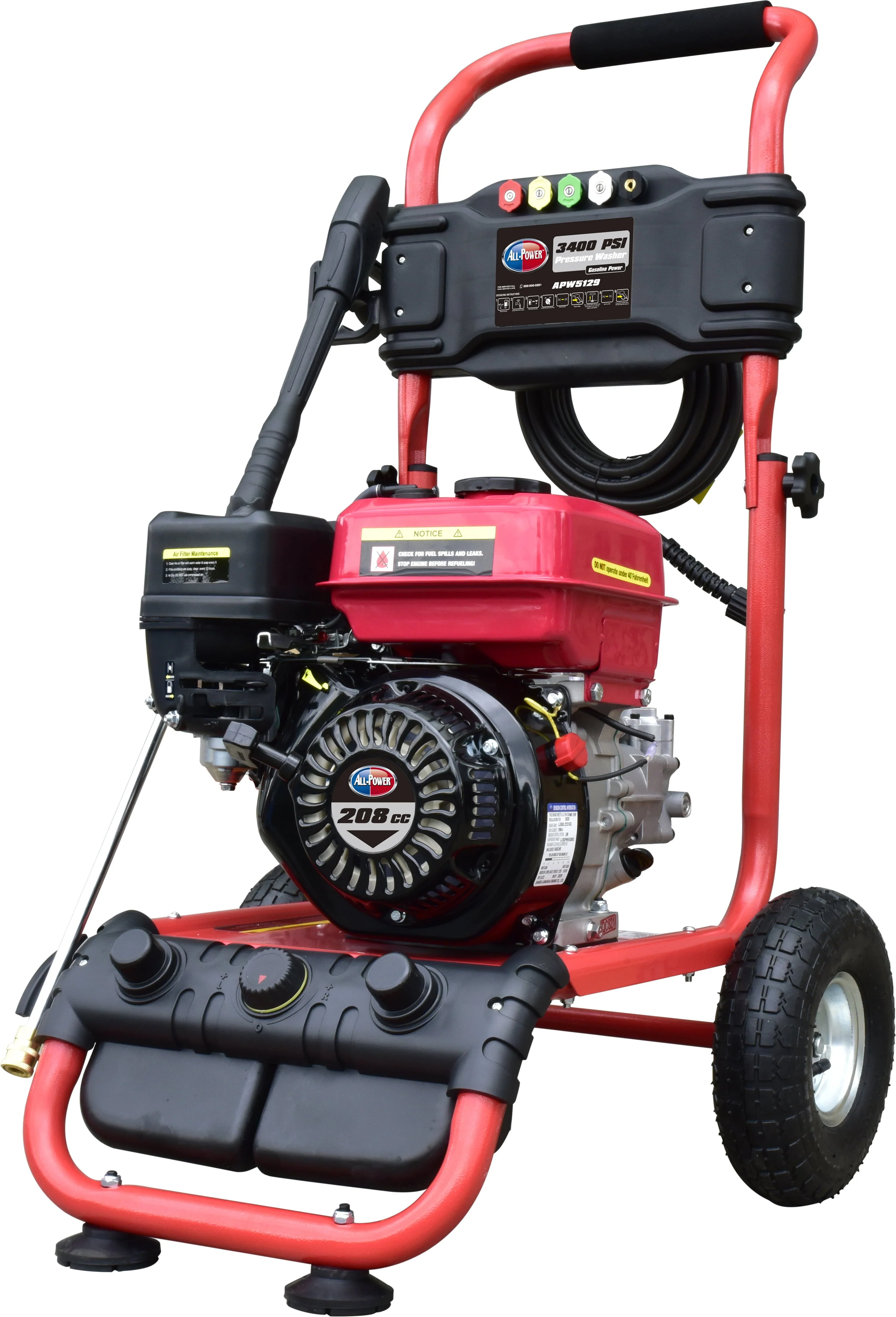 All Power 3400 PSI 2.6 GPM Gas Pressure Washer, 5 Adjustable Nozzles, 30 ft High Pressure Hose, Power Washer for Outdoor Cleaning, APW5129 - Image 2