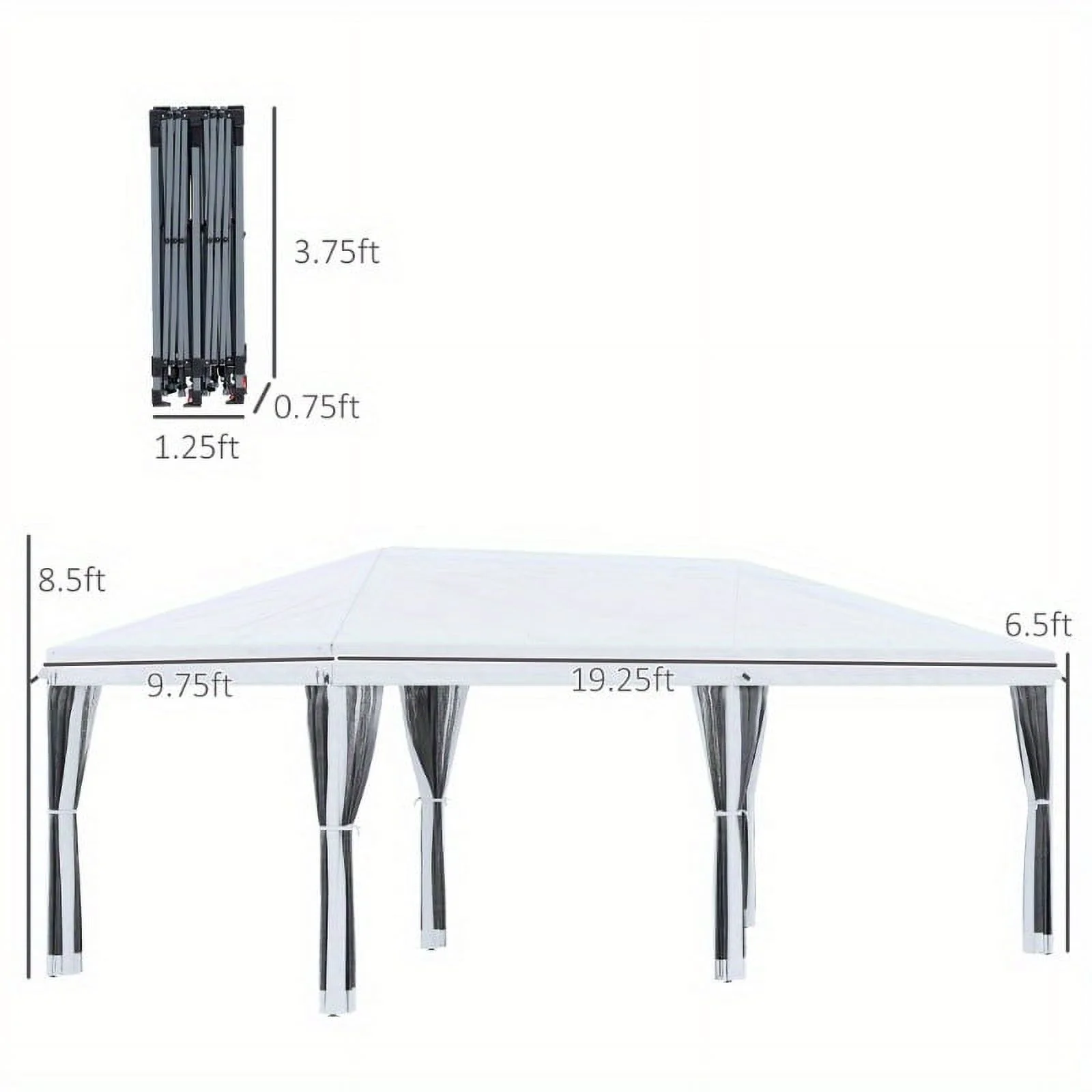 Zateety 10' X 20' Pop Up Canopy Tent with Netting, Heavy Duty Instant Sun Shelter, Large Tents for Parties with Carry Bag for Outdoor, Garden, Patio, Cream White - Image 3