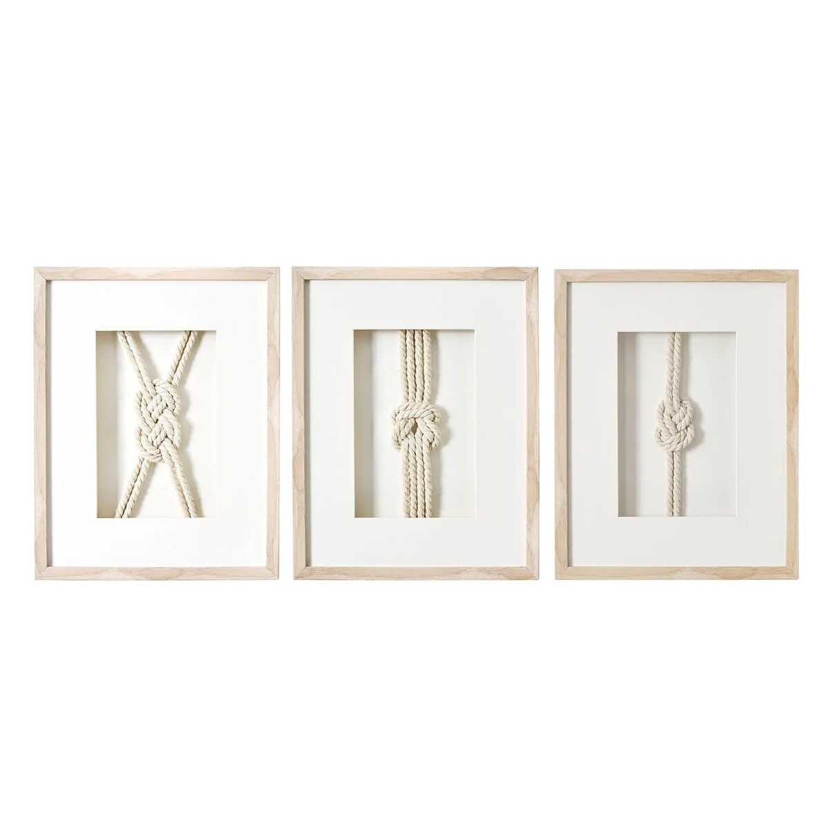 3-Piece Framed Nautical Knots Wall Decor Set, Natural Finish Coastal Wall Art - Image 9