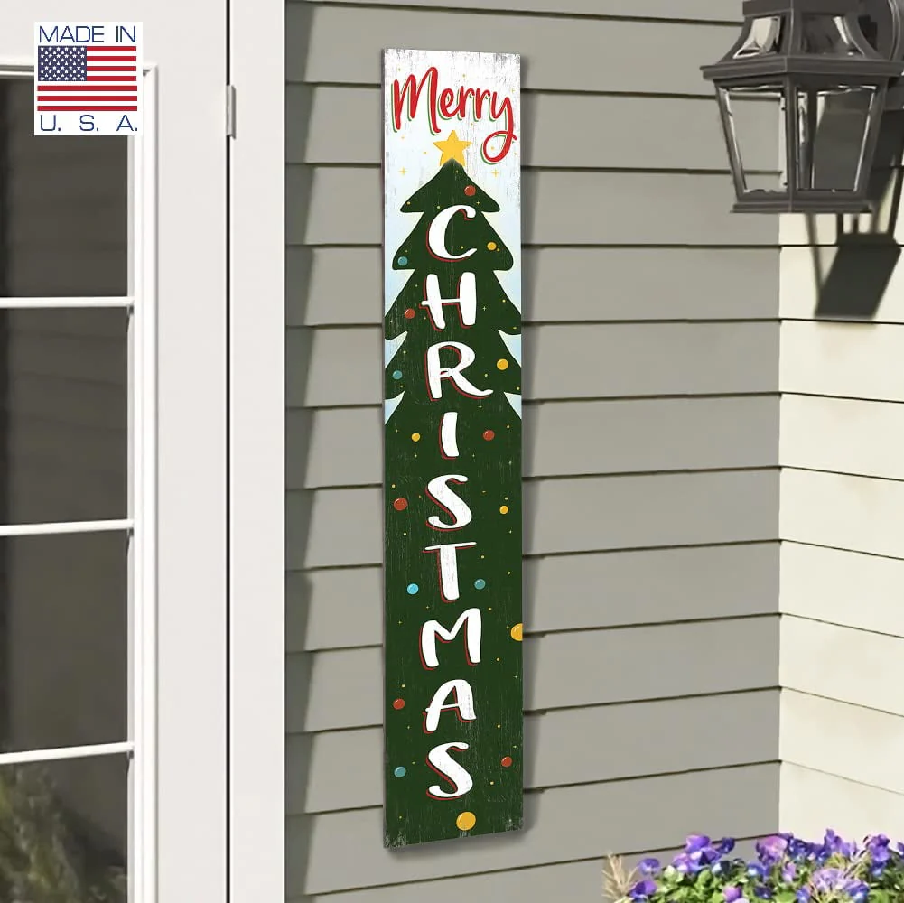 My Word! Merry Christmas Holiday Porch Board Welcome Sign and Porch Leaner for Front Porch, Yard, Deck, Patio, Wall - Indoor Outdoor Farmhouse Rustic Vertical Porch and Yard Decor 8"x46.5" - Image 4