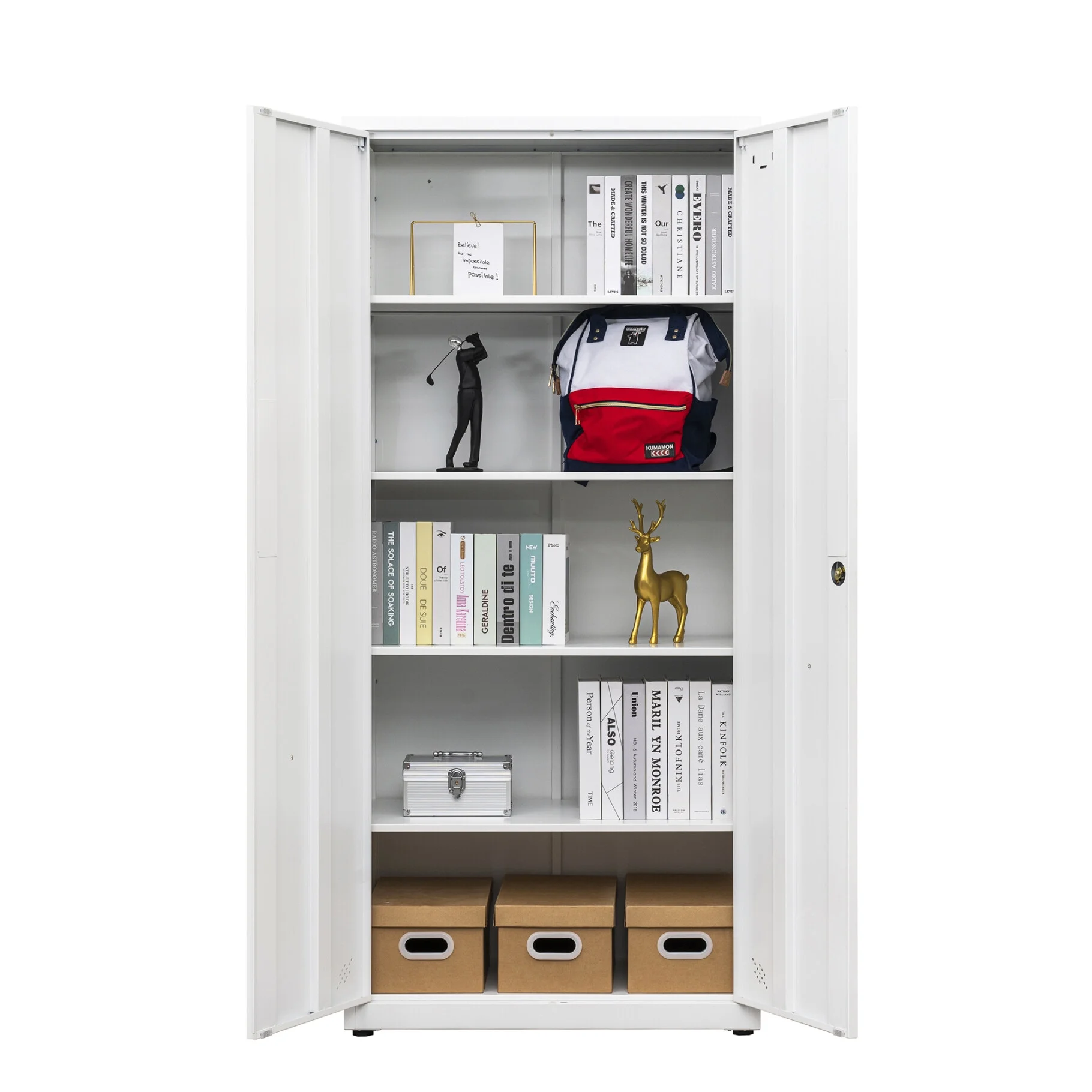 31.5" Metal Storage Cabinet with 2 Doors and 2 Adjustable Shelves, Garage Storage Cabinet with Metal Handles, Metal File Cabinet for Home Office School Gym, Black - Image 32