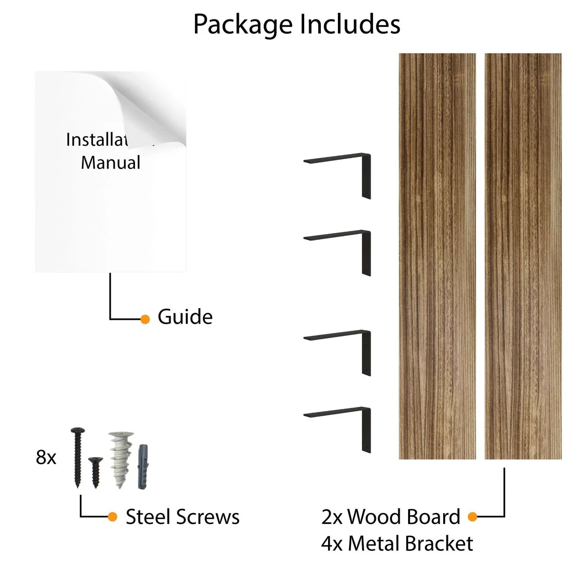 60 Inch Rustic Floating Wall Shelves, 2 Piece Burnt Wood Display and Storage Shelves - Image 8