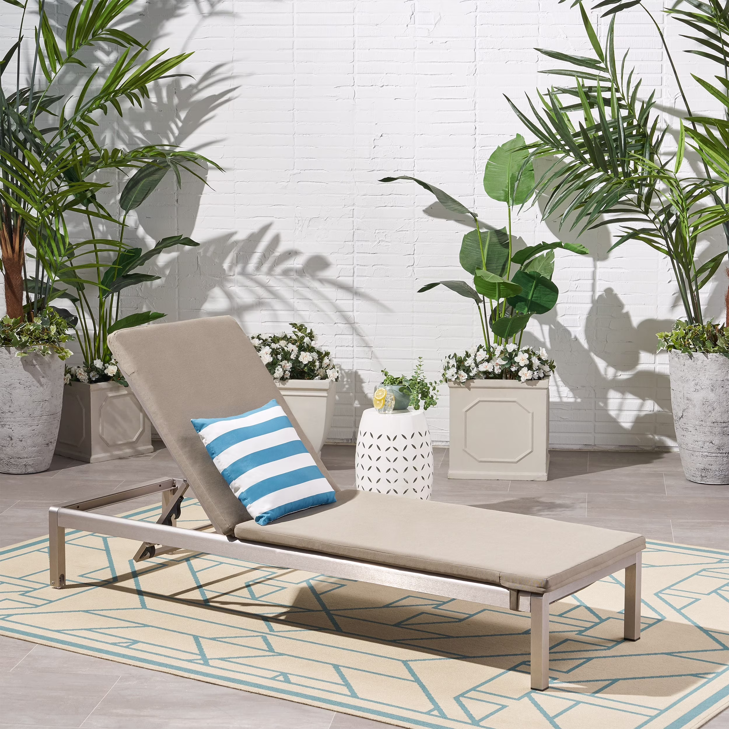 Christopher Knight Home Cape Coral Outdoor Water Resistant Fabric Lounge Cushion by Khaki - Image 2