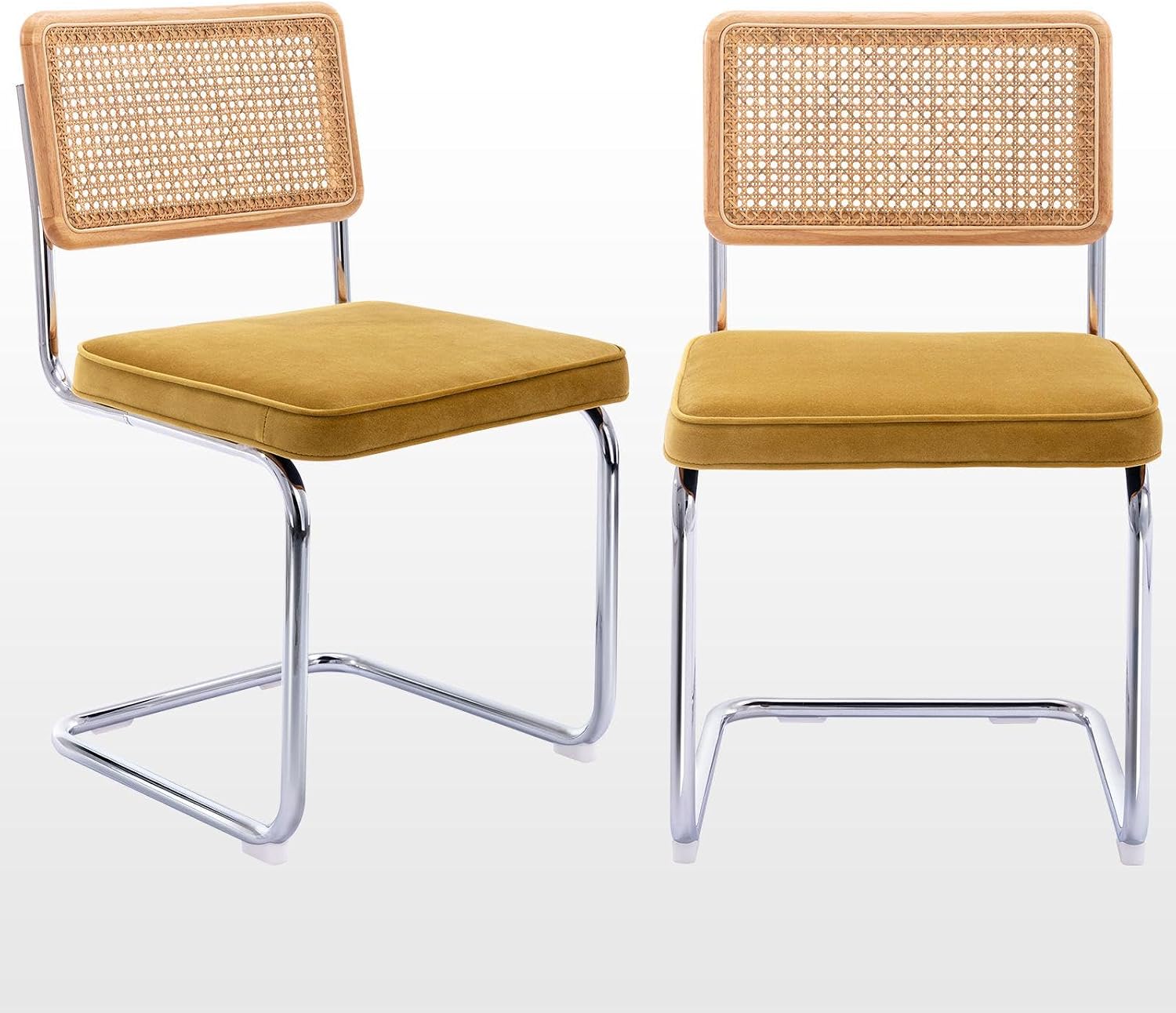 Natural Rattan Dining Chairs Set of 2, Modern Cesca Kitchen Chair - Image 6