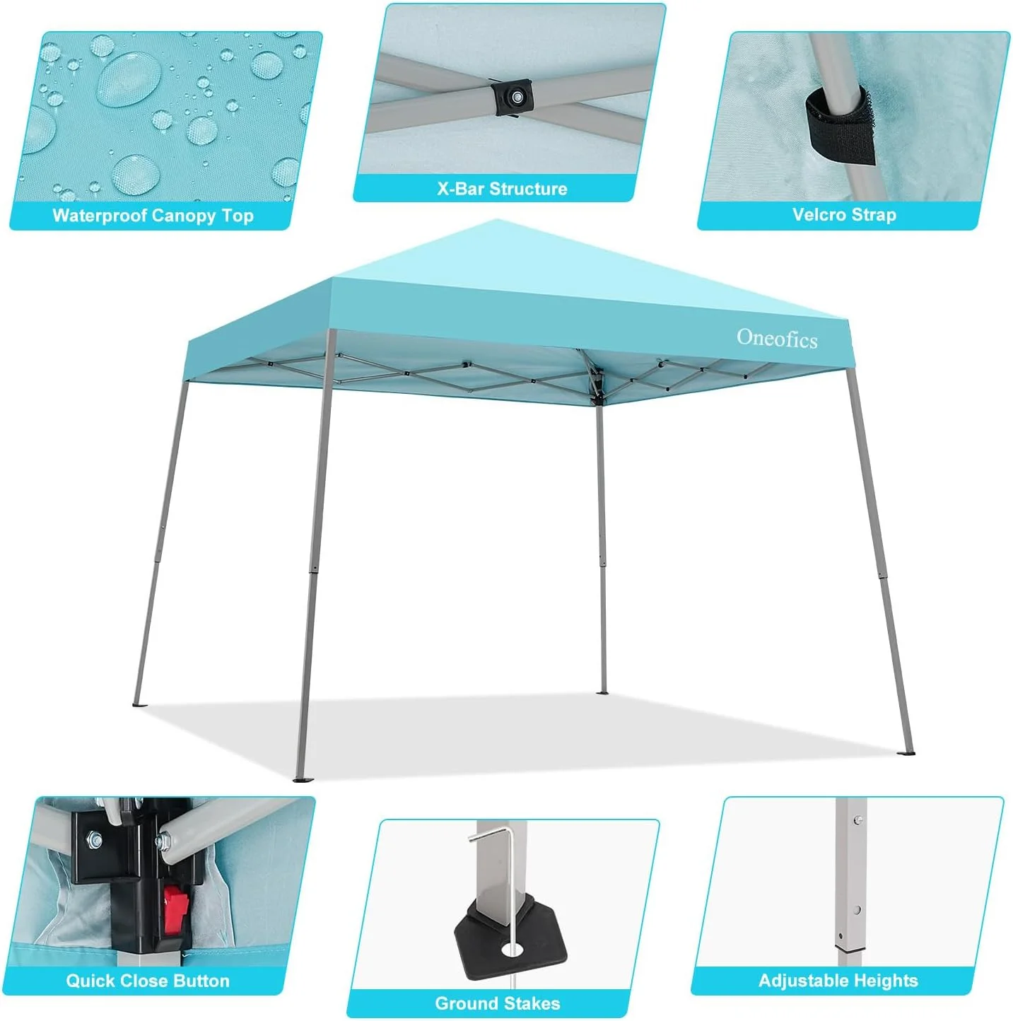 Canopy Tent, 10X10 FT Pop Up Canopy Outdoor Instant Tent Slant Legs with Carrying Bag, Portable Gazebo Shelter for Patio Deck Garden and Beach - 8X8 FT Canopy Cover (Dark Blue) - Image 19