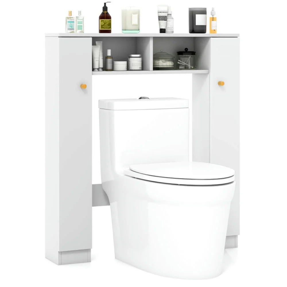 Topcobe Over The Toilet Storage Cabinet with 2 Open Compartments and 4 Adjustable Shelves, Bathroom Furniture, Bathroom Shelves, White - Image 2