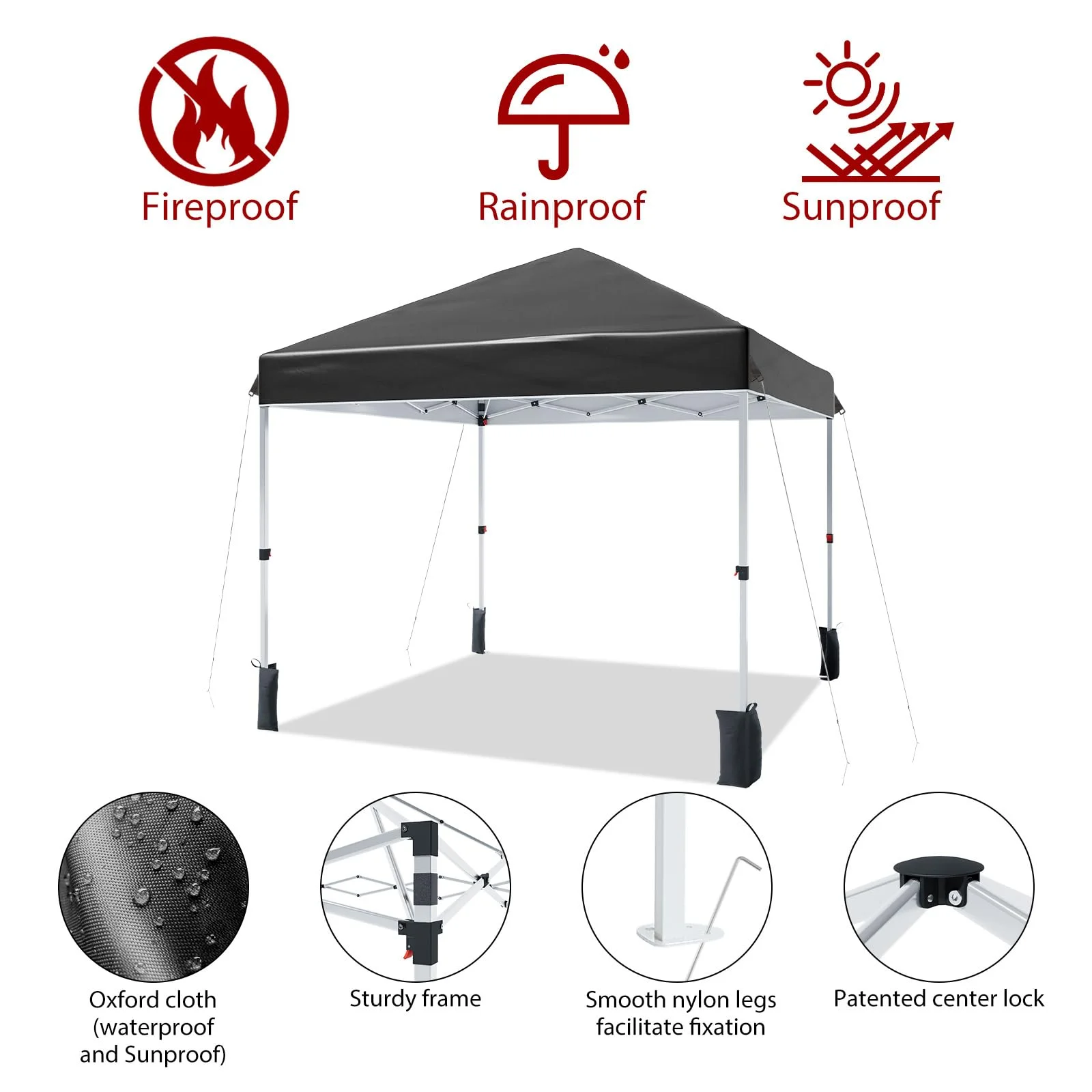 Luku 10x10ft Instant Pop-Up Canopy Tent with Patented Center Lock System, Portable Wheeled Carry Bag, Adjustable Height Straight Legs for Outdoor, Garden, Market, Patio, Yard - Image 20
