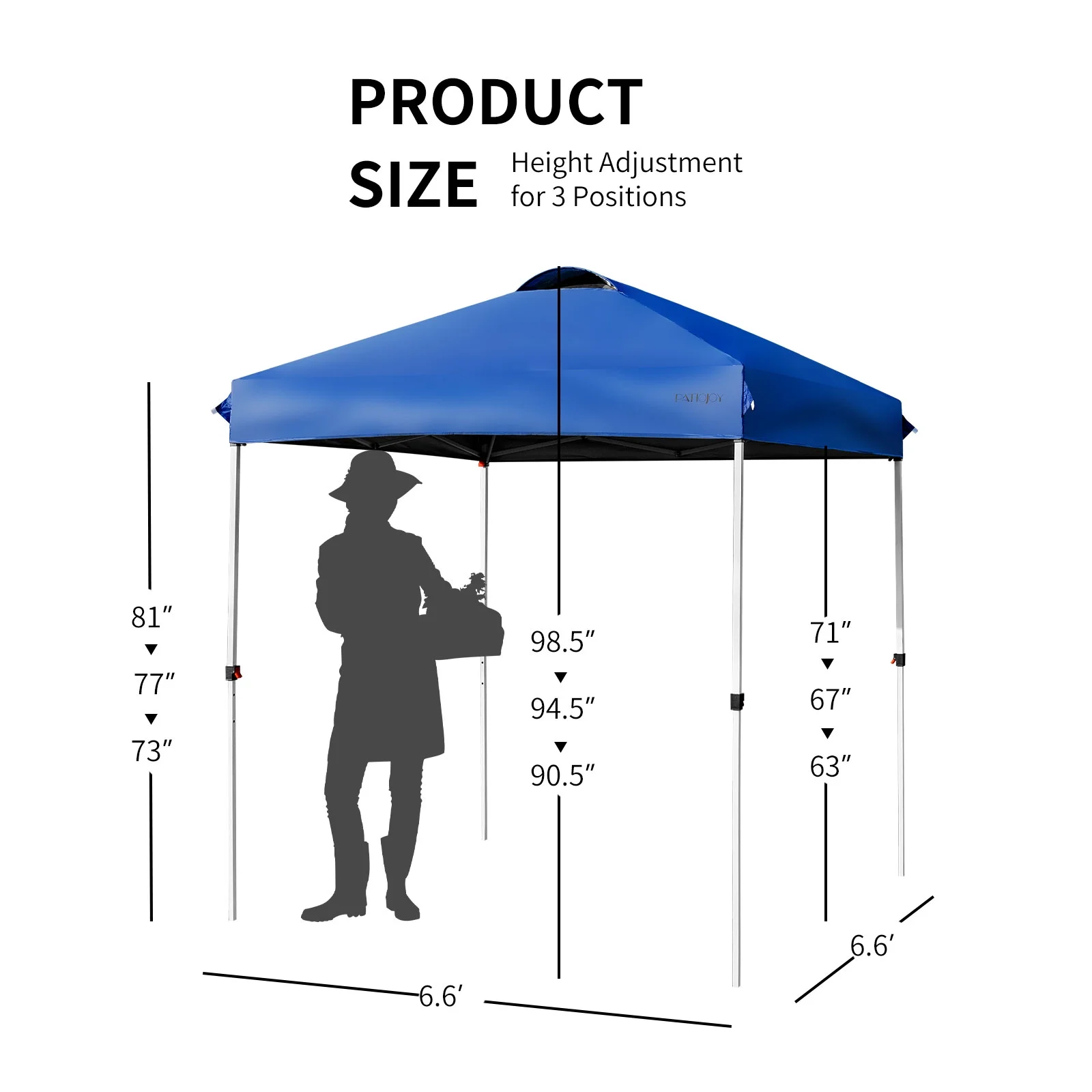 Patiojoy 6.6-?x 6.6-?Pop-up Canopy Tent Outdoor Camping Sun Shelter w/ Portable Roller Bag & 4 Weight Bags Blue - Image 7