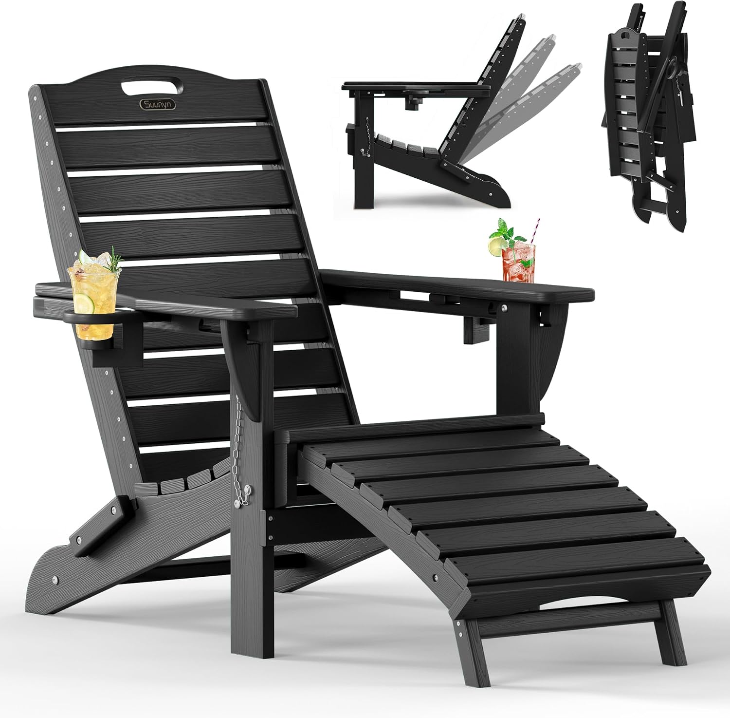 Adjustable Adirondack Chair, Outdoor Fire Pit Chair, Navy Blue - Image 3