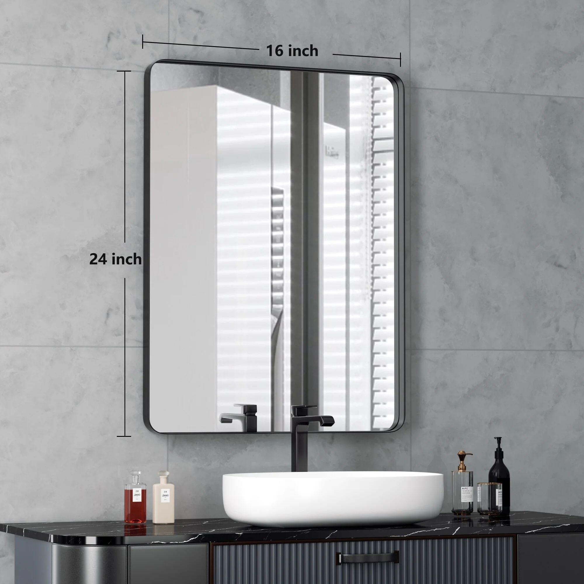 Wall Mirror Vanity Mirror, Bathroom Mirror with Rounded Corners, 1 Piece - Image 10