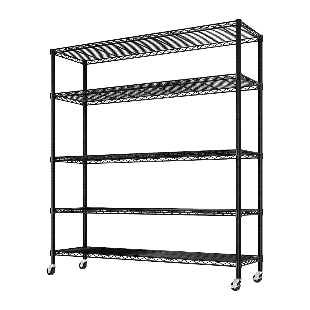 IVV 5-Tier Wire Shelving Unit with Wheels, 3125LBS NSF Heavy Duty Adjustable Metal Storage Rack for Garage,Pantry,Kitchen,Business,Warehouse, 59.06"W x 17.72"D x 74.02"H (Black) - Image 5