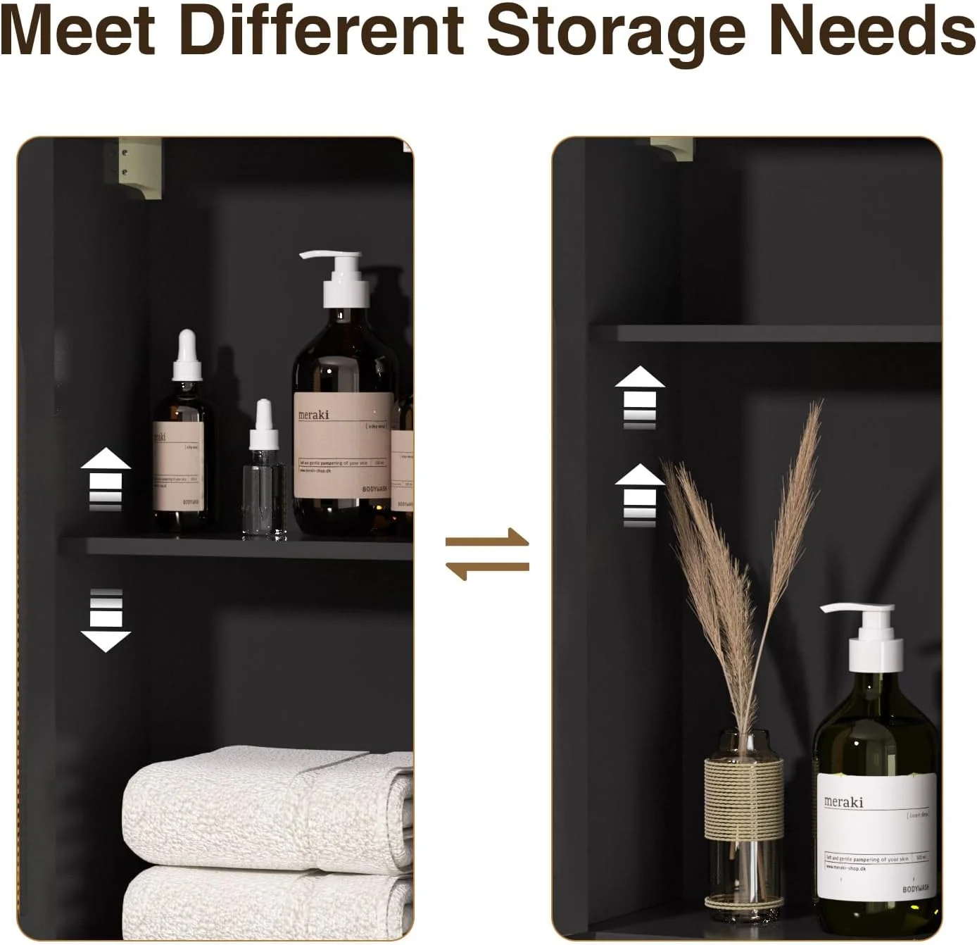 VEANERWOOD Rattan Bathroom Wall Storage Cabinet with Double Doors and Adjustable Shelves, Medicine Wall Storage Cabinet for Kitchen, Toilet, Bathroom - Image 16