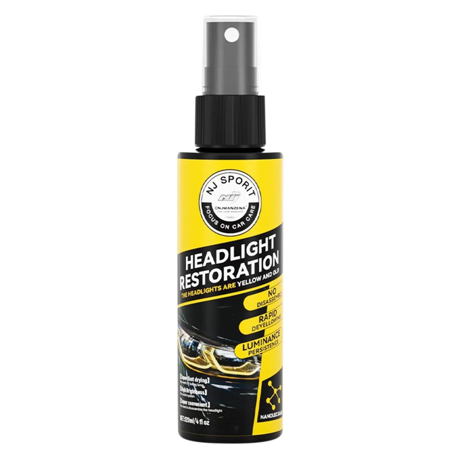 lulshou Car Headlight Restoration Spray, Headlight Restorer Liquid Spray, Headlamp Brightener Car Care Repair Kit, UVResistant & Effective Headlight Coating Spray 120ML Cleaning Supplies - Image 2