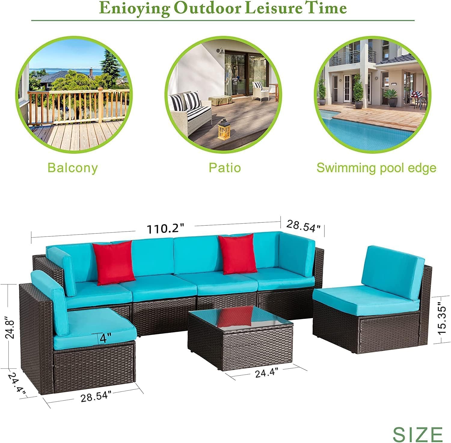 5-Piece All-Weather Patio Furniture Set with Ottoman, Outdoor Wicker Conversation Sofa Set with Cushions for Garden, Deck & Backyard - Image 48