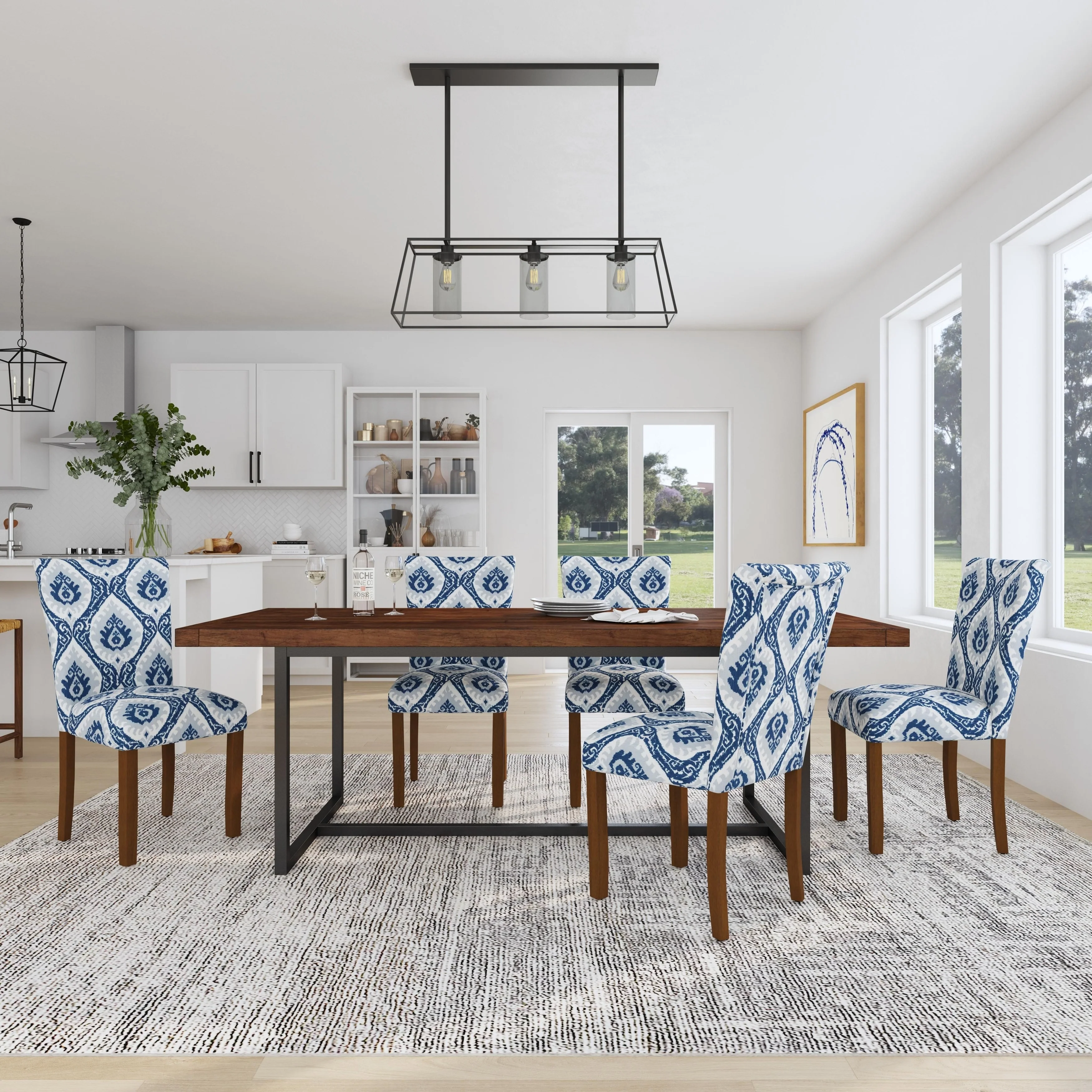 Set of 2 Upholstered Medallion Dining Chairs, Comfortable Parsons Style Chairs for Kitchen and Dining Room - Image 21