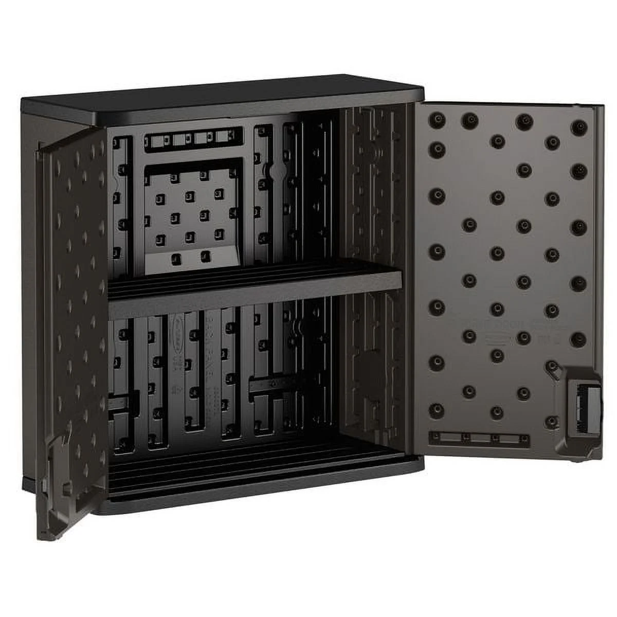 Suncast Commercial Grade Resin 1-Shelf Wall Storage Cabinet for Garage or Shed, Black - Image 2