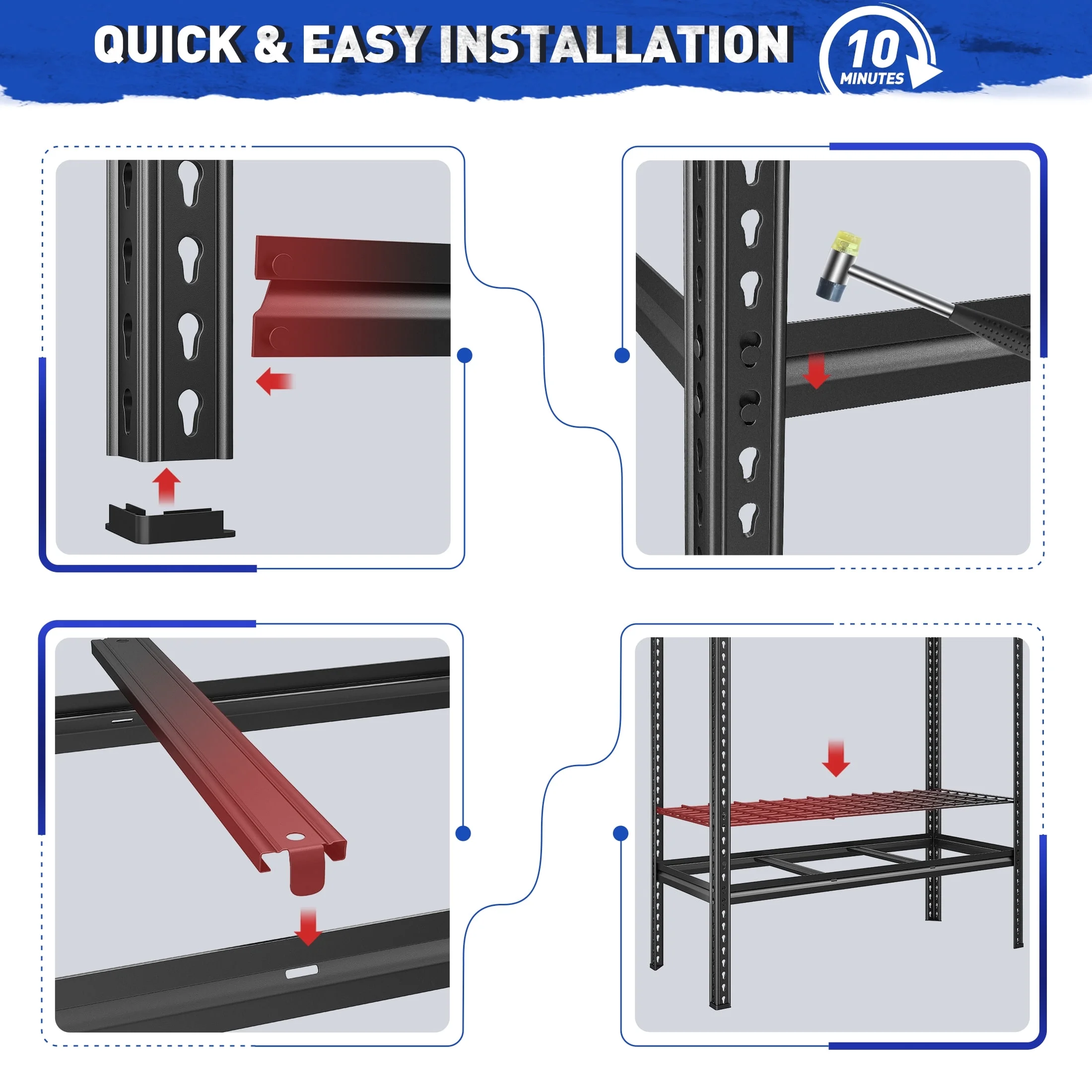 REIBII 48" W Garage Shelving Units 5 Tier Storage Shelves Heavy Duty Adjustable Metal Utility Shelf-72" H x 48" W x 24" D - Image 20