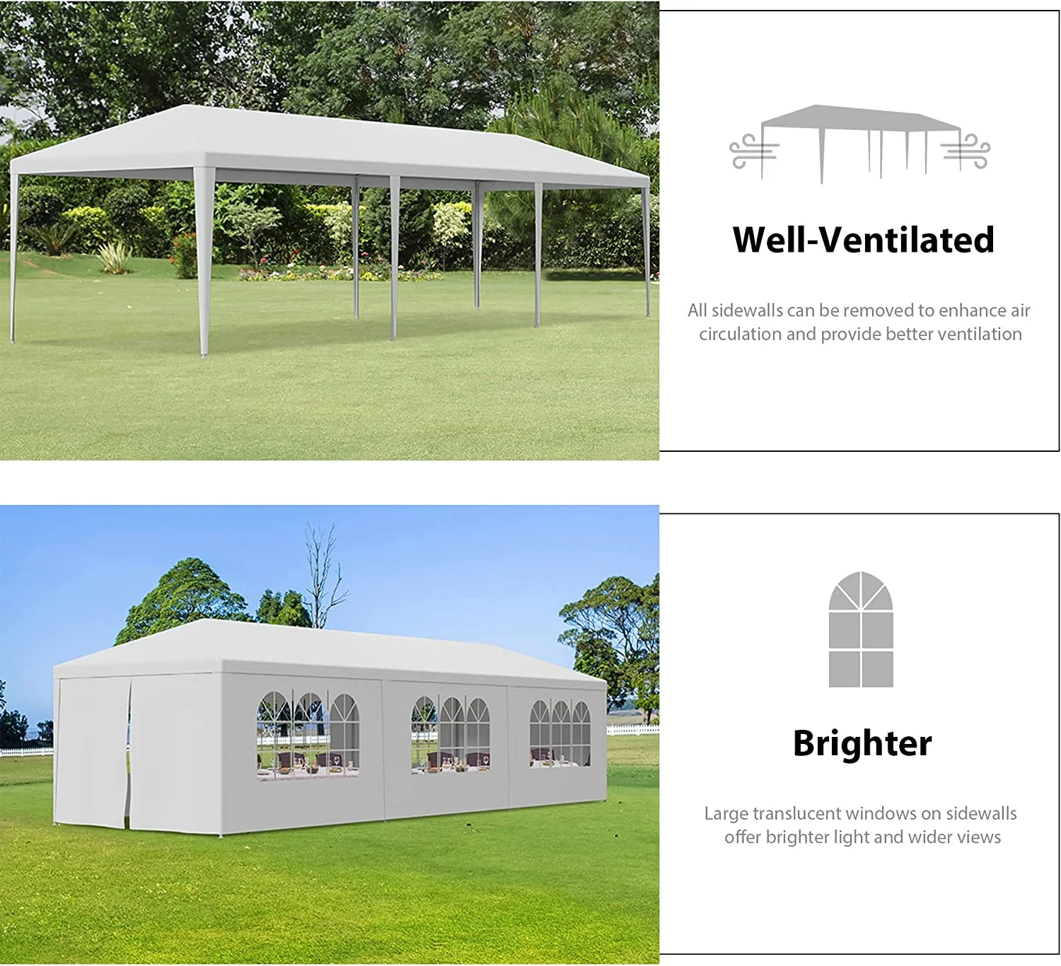 SLSRFD 10'x30' Outdoor Canopy Tent Patio Camping Gazebo Shelter Pavilion Cater Party Wedding BBQ Events Tent w/Removable Sidewalls - Image 5