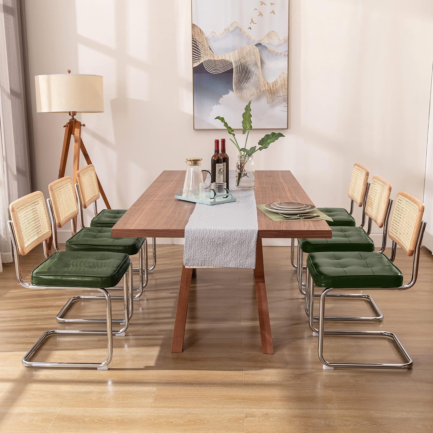 Natural Rattan Dining Chairs Set of 2, Modern Cesca Kitchen Chair - Image 17