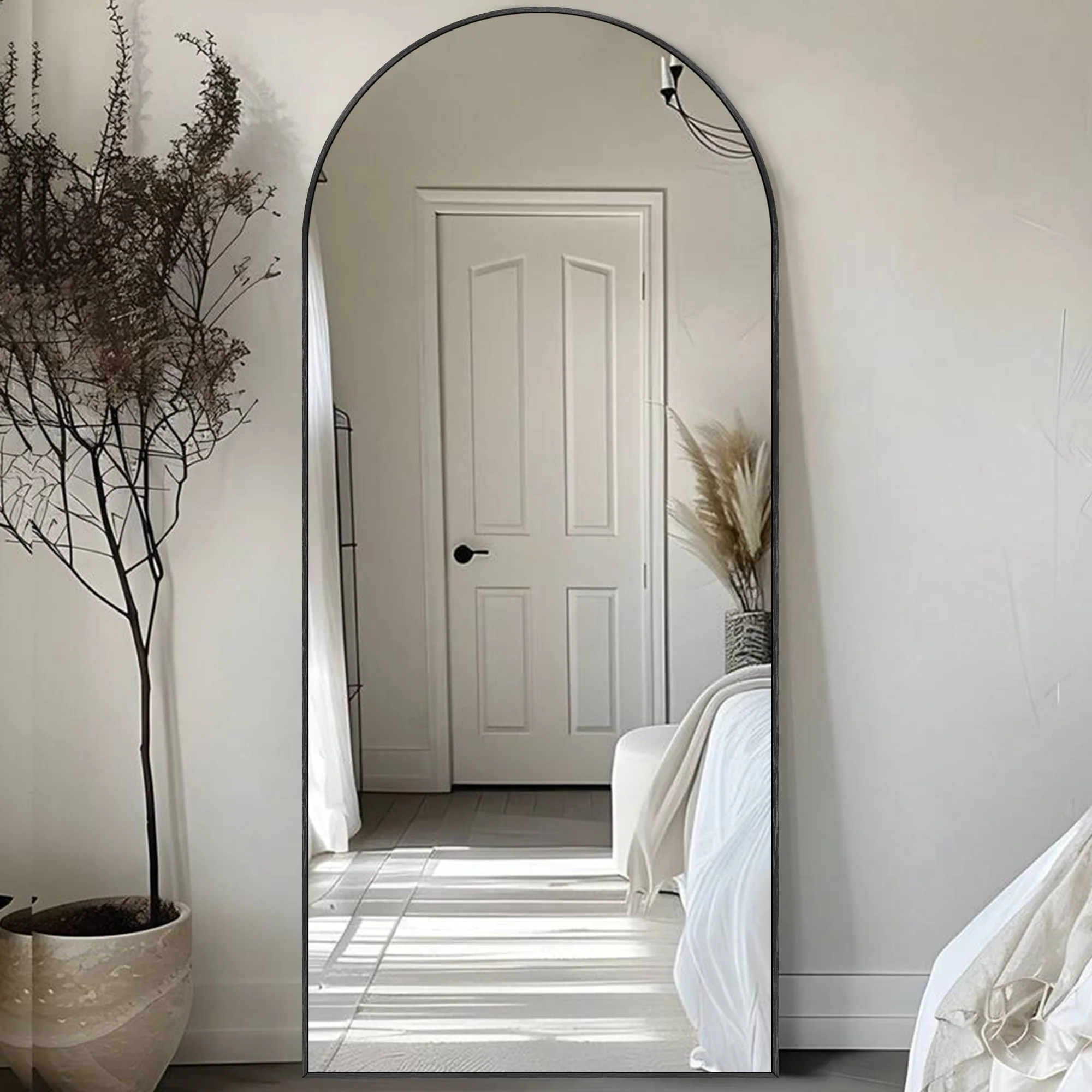 Modern Arched Full Length Floor Mirror, Aluminum Alloy Frame Standing Full Body Mirror - Image 76