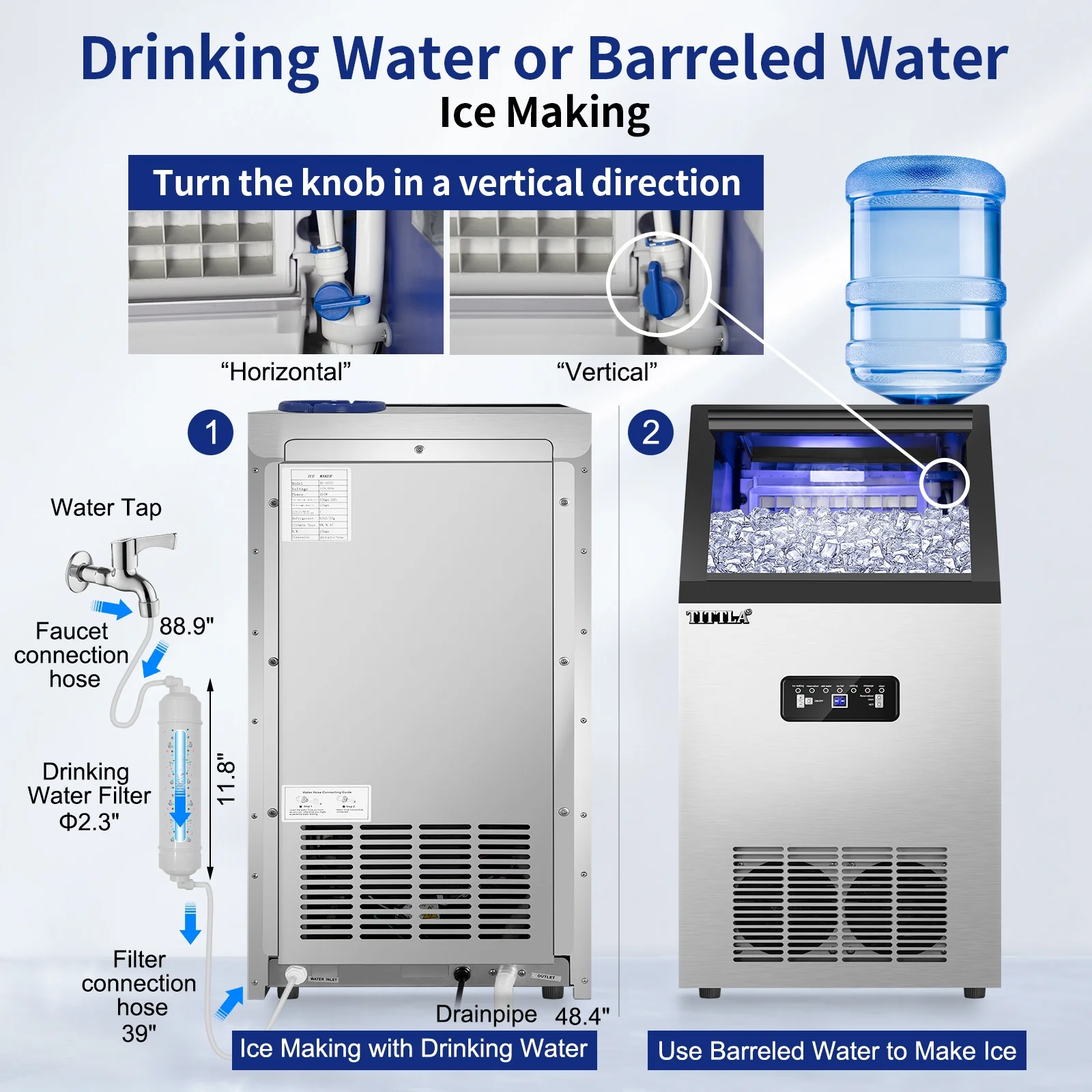 Tittla Commercial Ice Maker 88Lbs/24H,Ice Machine with 11 lbs Storage,36 Cubes in 15-25 mins - Image 12