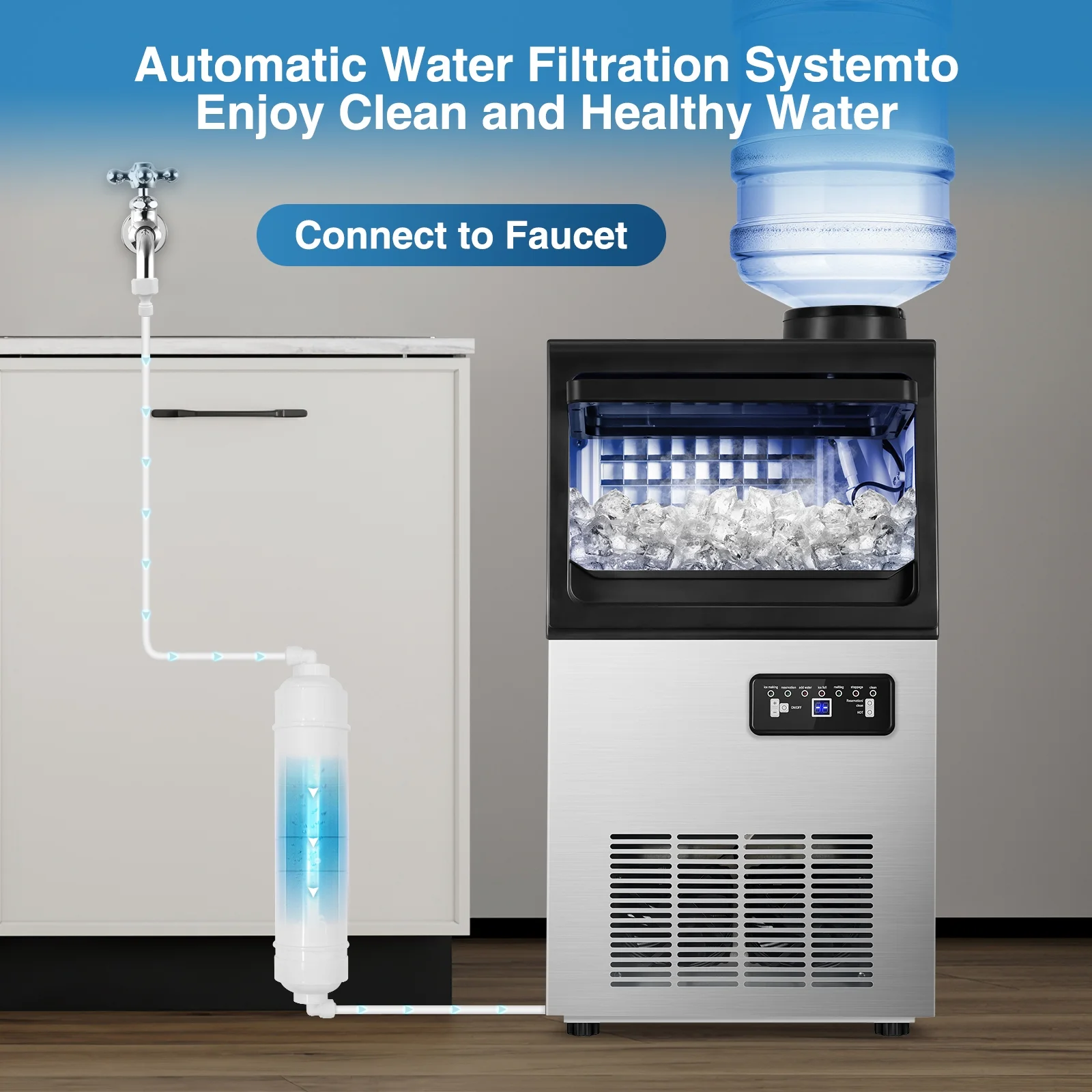 Tittla Commercial Ice Maker 88Lbs/24H,Ice Machine with 11 lbs Storage,36 Cubes in 15-25 mins - Image 8