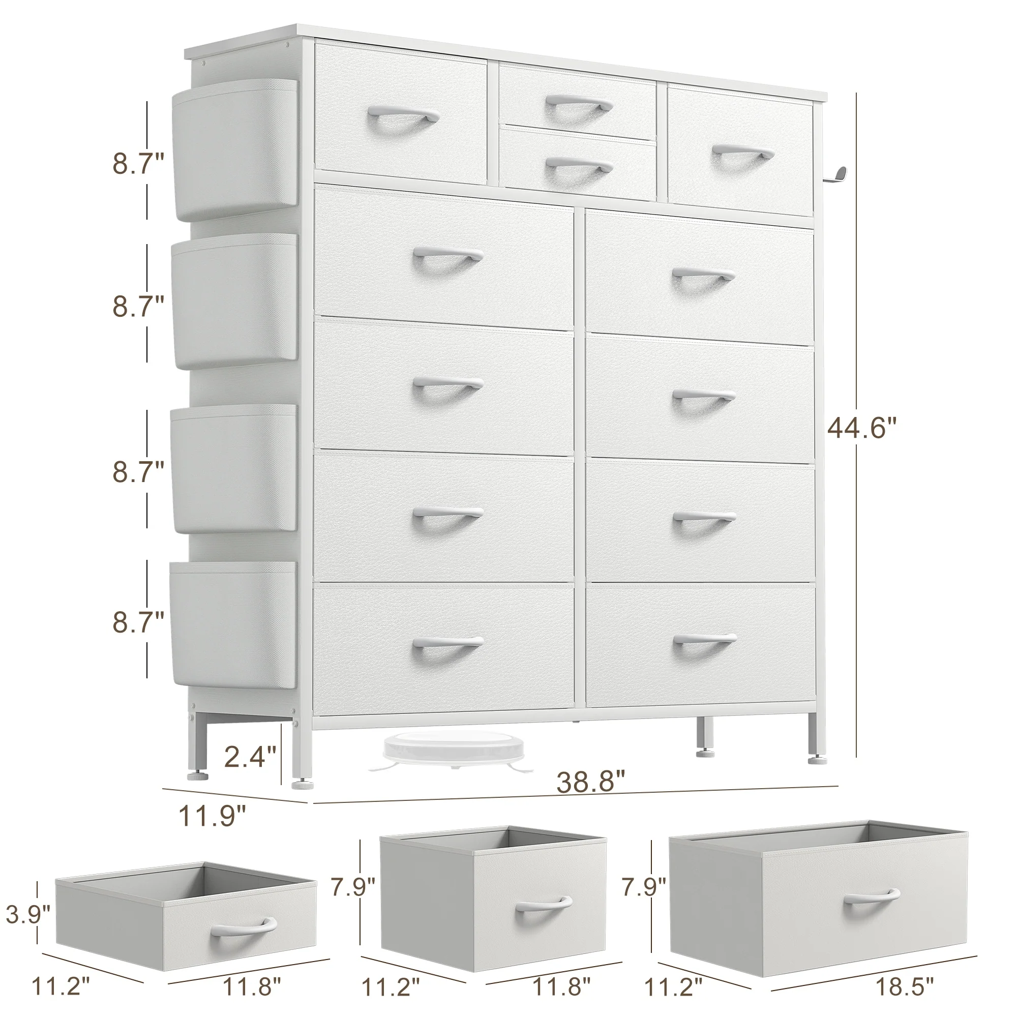 12 Drawer Fabric Dresser, Tall Bedroom Chest of Drawers with Storage - Image 39