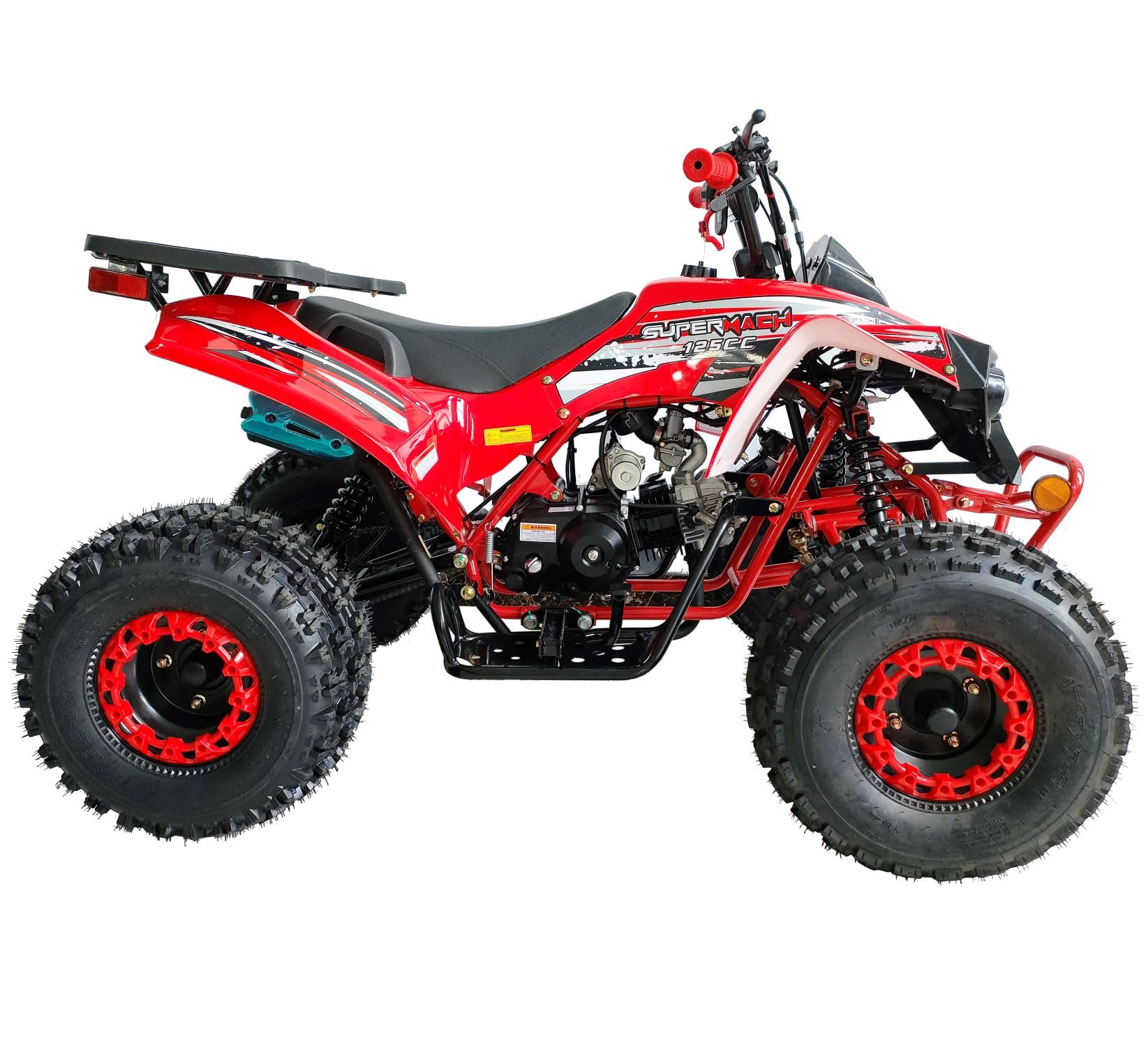 Upgraded 125cc ATV Sports Quad Youth Utility Style 125cc Fully Automatic with Reverse Gas 4 Wheeler Outlander ATVs Quads Big 19/18 inches Tires (Red) - Image 3