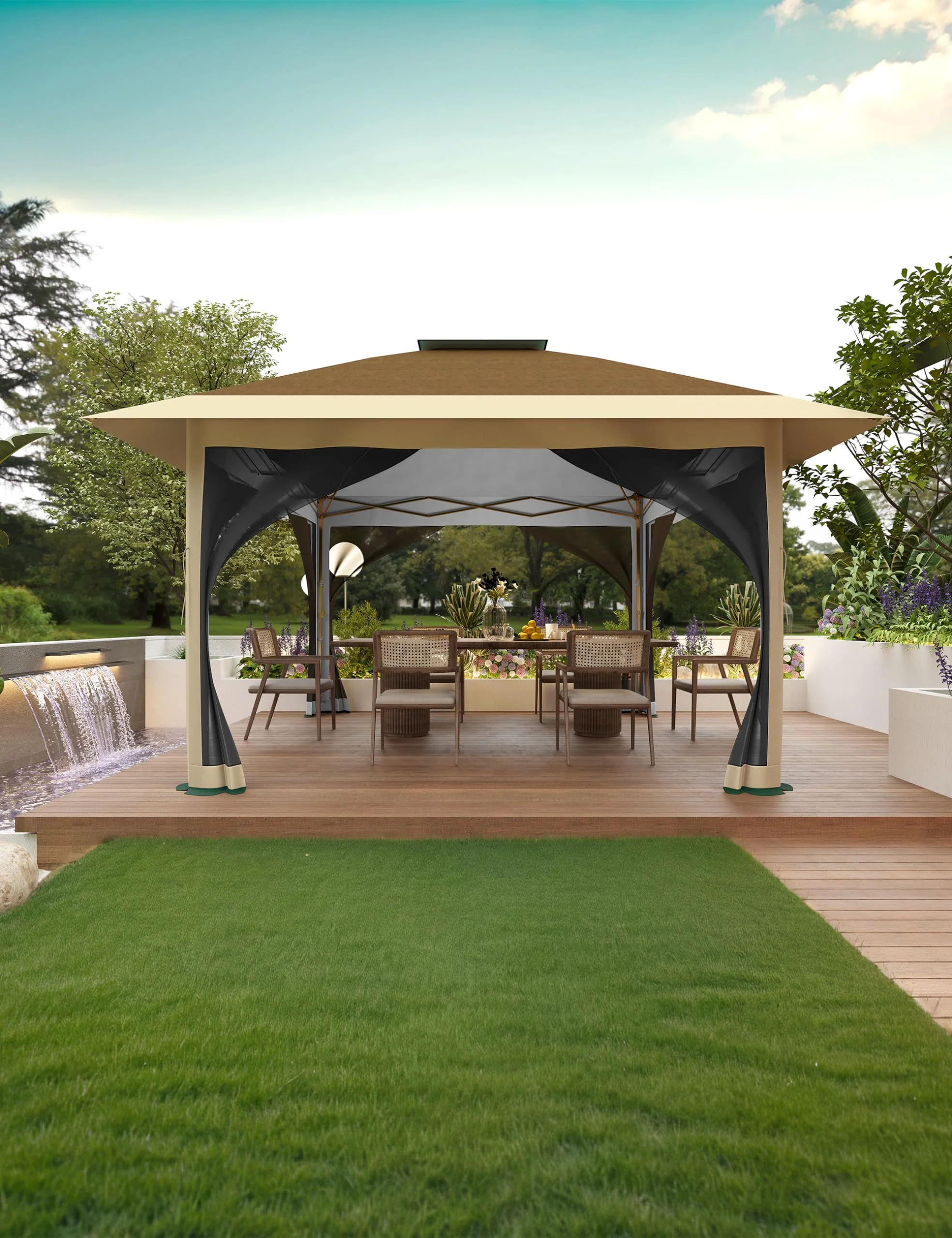 AOILE 13x13FT Pop-Up Patio Gazebo, Outdoor Canopy Tent with Mesh Walls, Double Roof & Carry Bag - Image 21