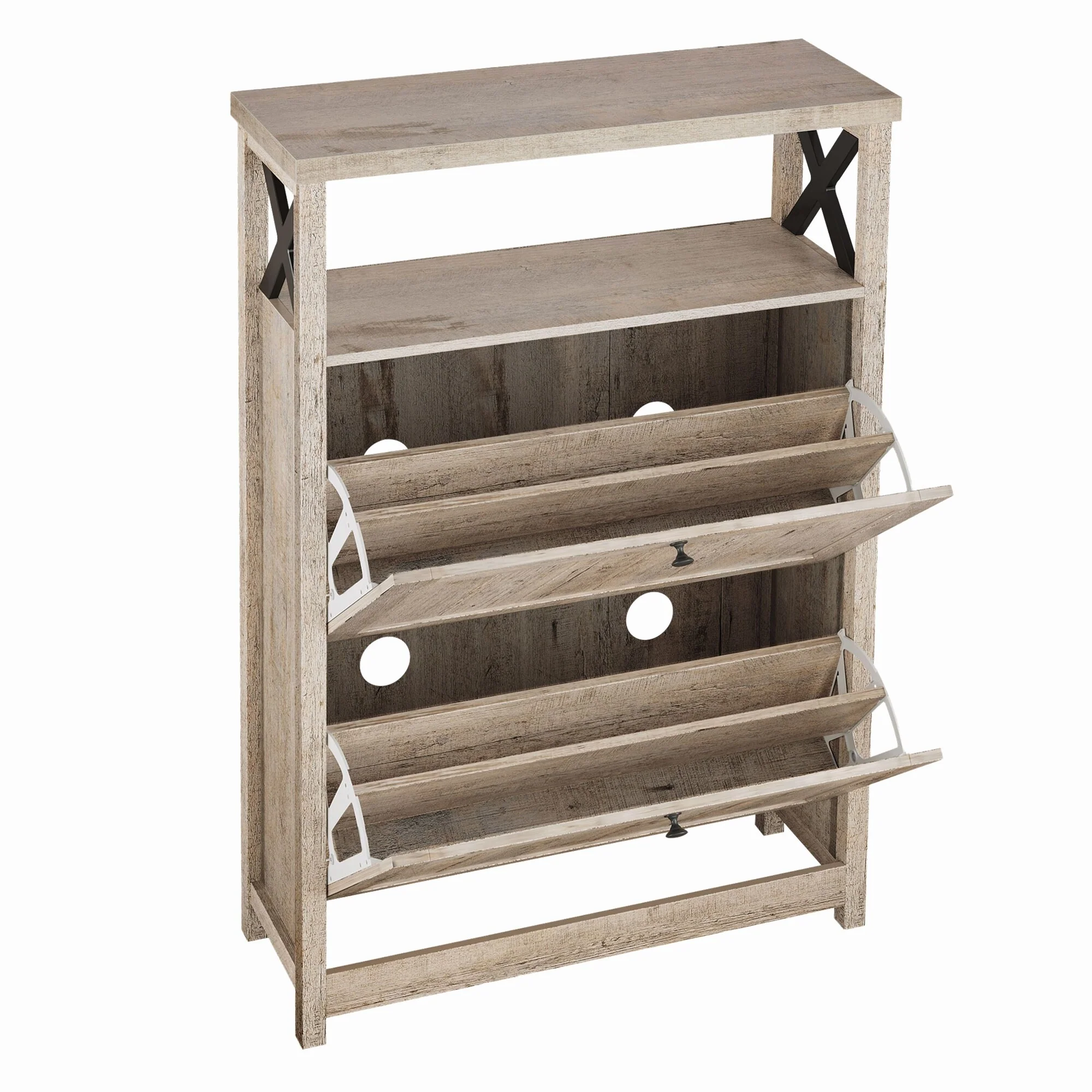 Shoe Storage Cabinet Organizer with 2 Compartments, Entryway and Hallway Shoe Cabinet - Image 25