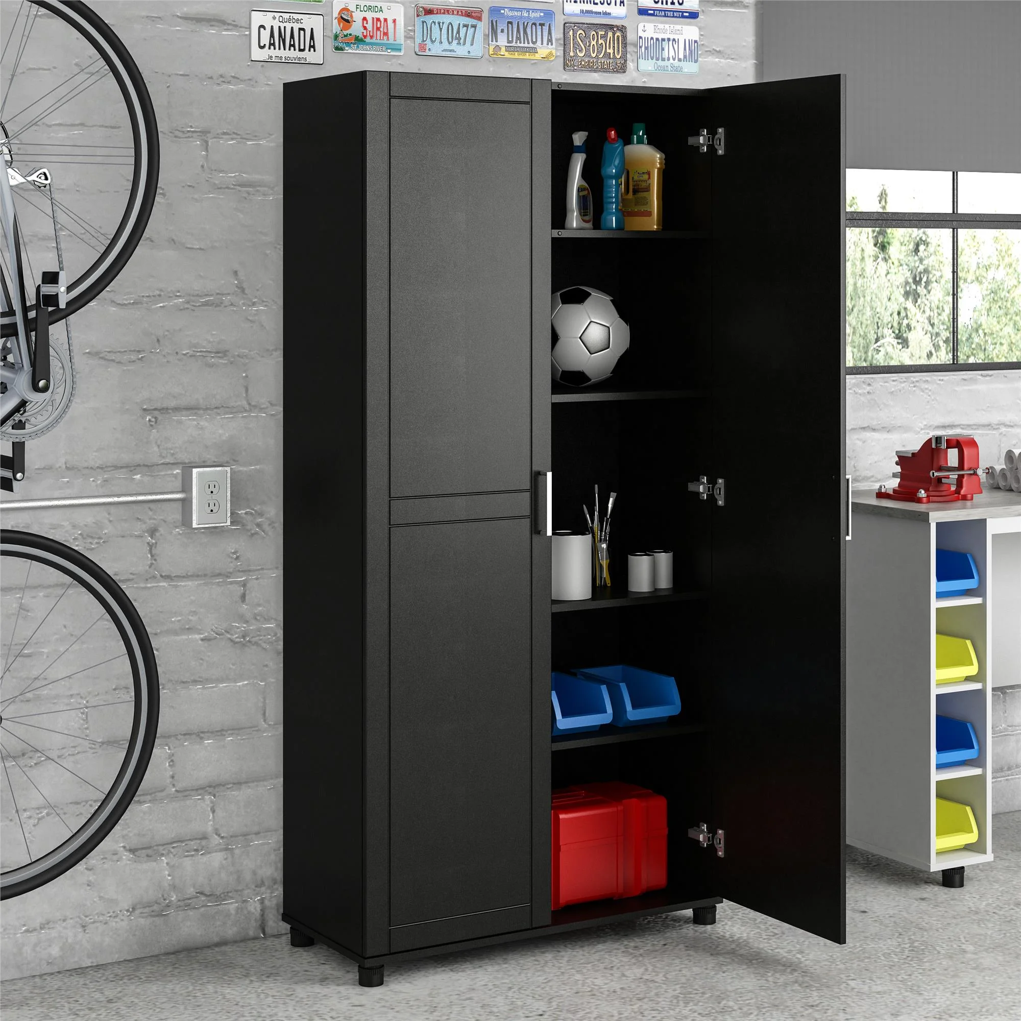 Callahan 36" Utility Storage Cabinet, Black - Image 4