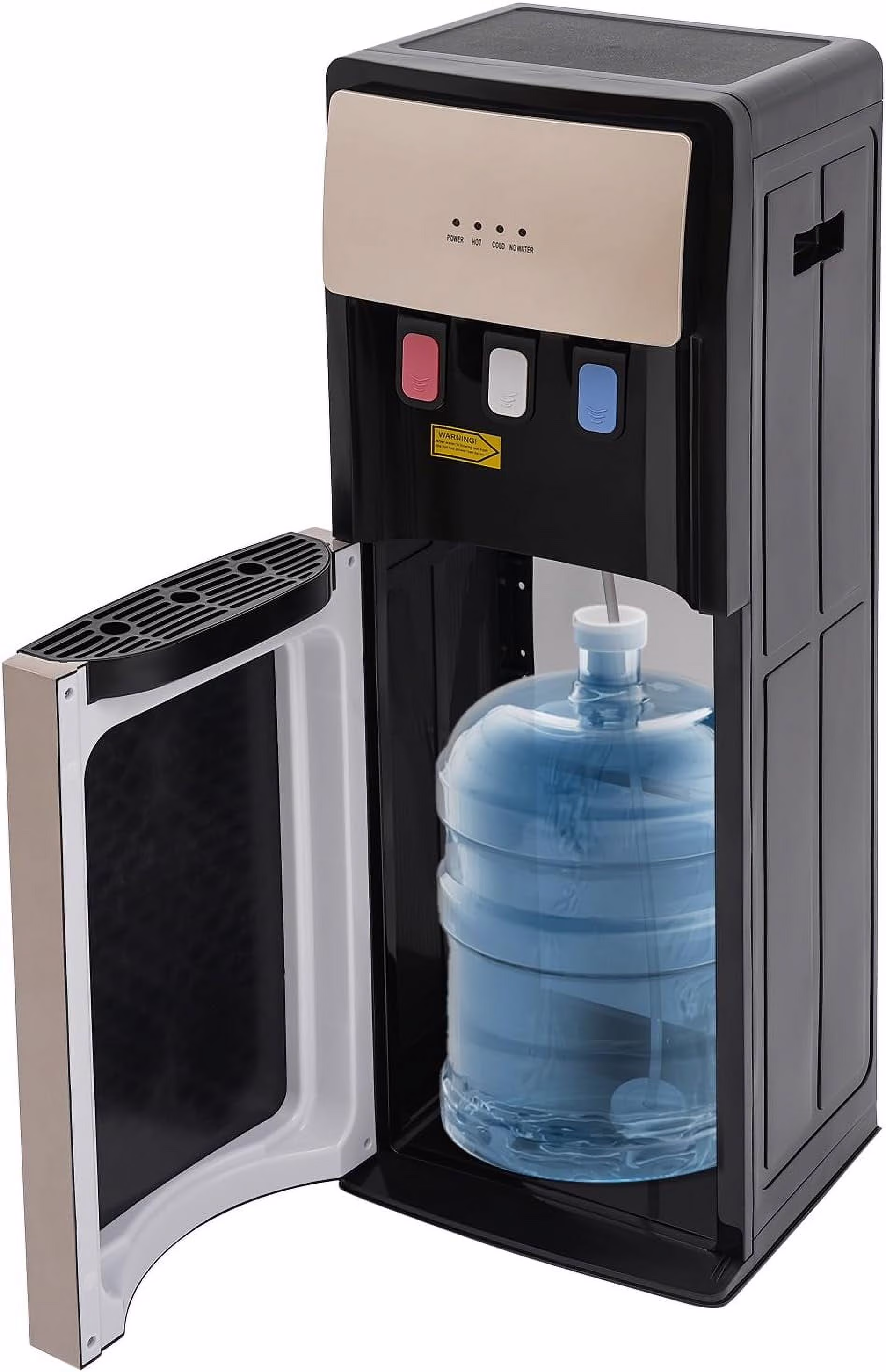 Bottom Loading Water Cooler Dispenser, Storage Cabinet Drinking Fountain Hot & Cold Standing Water Dispenser with Anti-Scalding Design Safety Lock for Home Office (Silver Grey) - Image 3