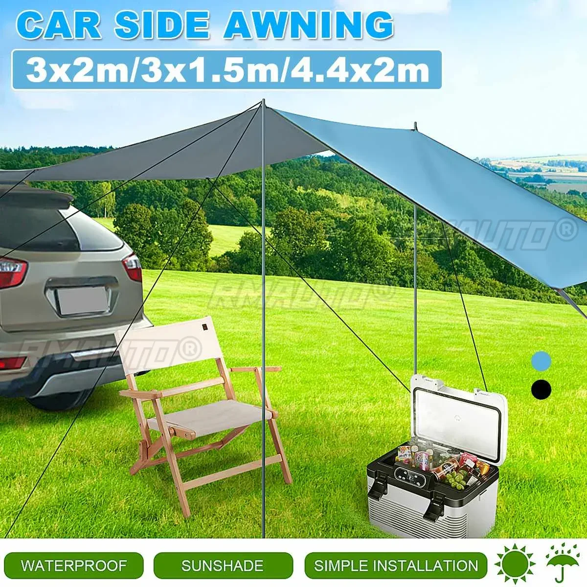 Portabl Car Side Awning Rooftop Tent Waterproof Side Tent Sun Shelter For Outdoor Camping Garden Patio Pool Exterior Part - Image 7