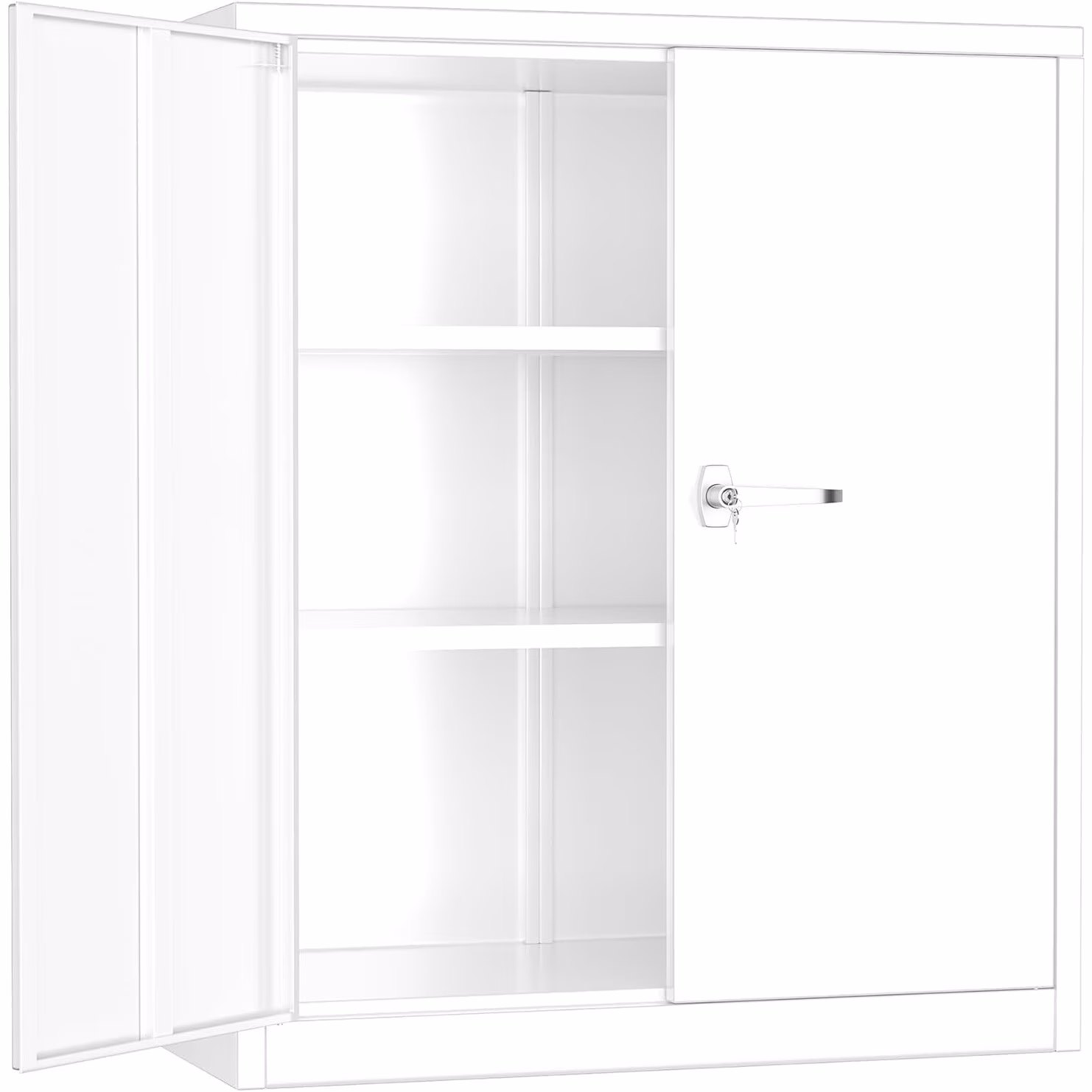 36" Metal Garage Storage Cabinet with 2 Locking Doors and 2 Adjustable Shelves Grey - Image 3