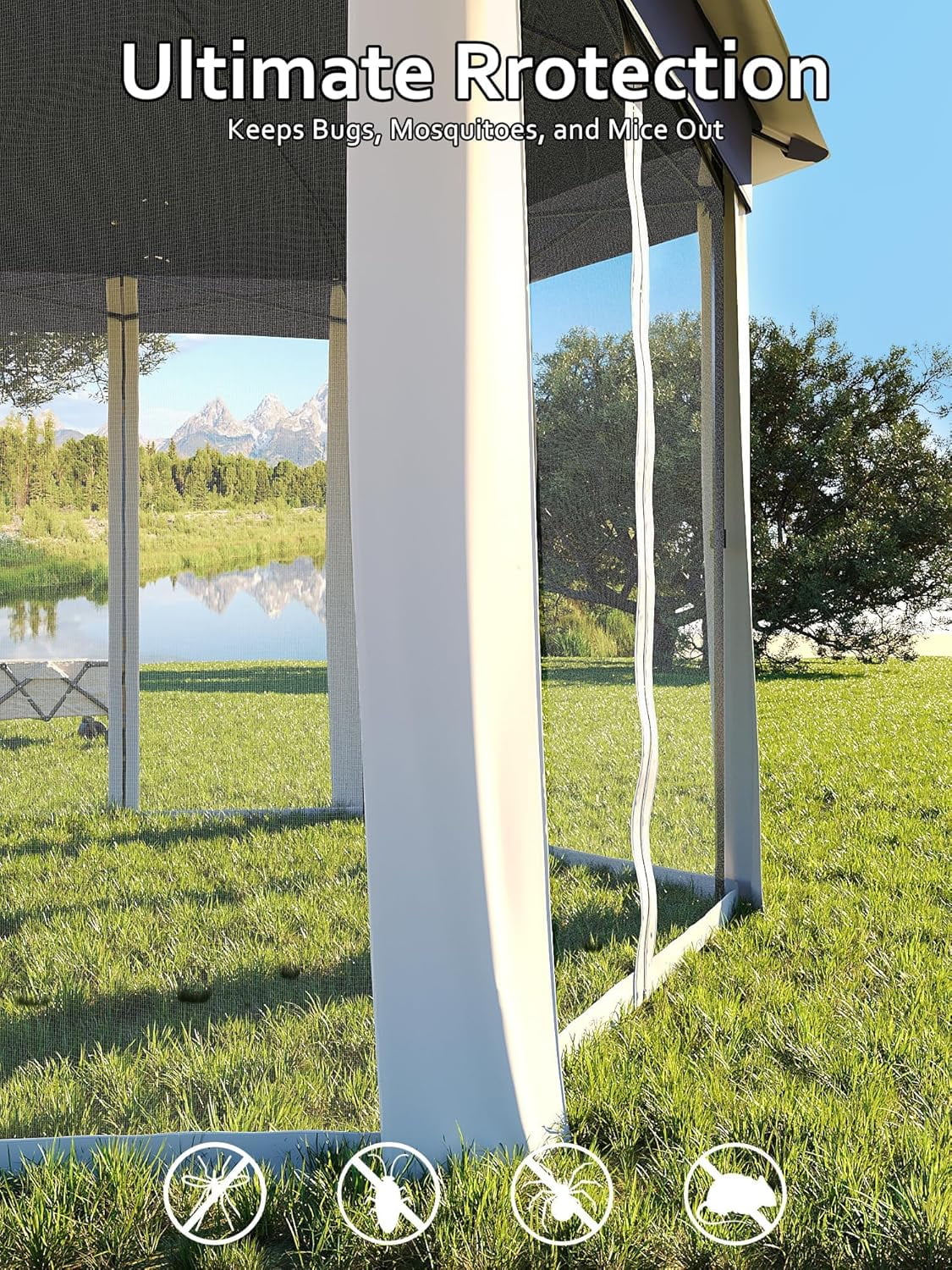13x13 Gazebo Outdoor Canopy Shelter,Instant Patio Gazebo Sun Shade Canopy Tent with 6 Zippered Mesh Netting and Strong Steel Frame for Lawn,Garden,Backyard,Deck Party - Image 21