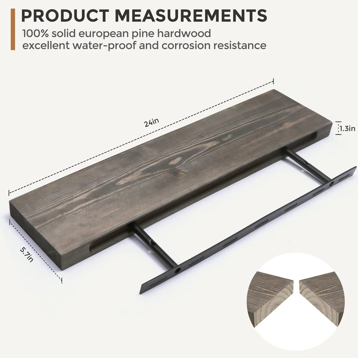 Set of 2 Handcrafted European Pine Floating Wall Shelves, Natural Rustic Wood - Image 34
