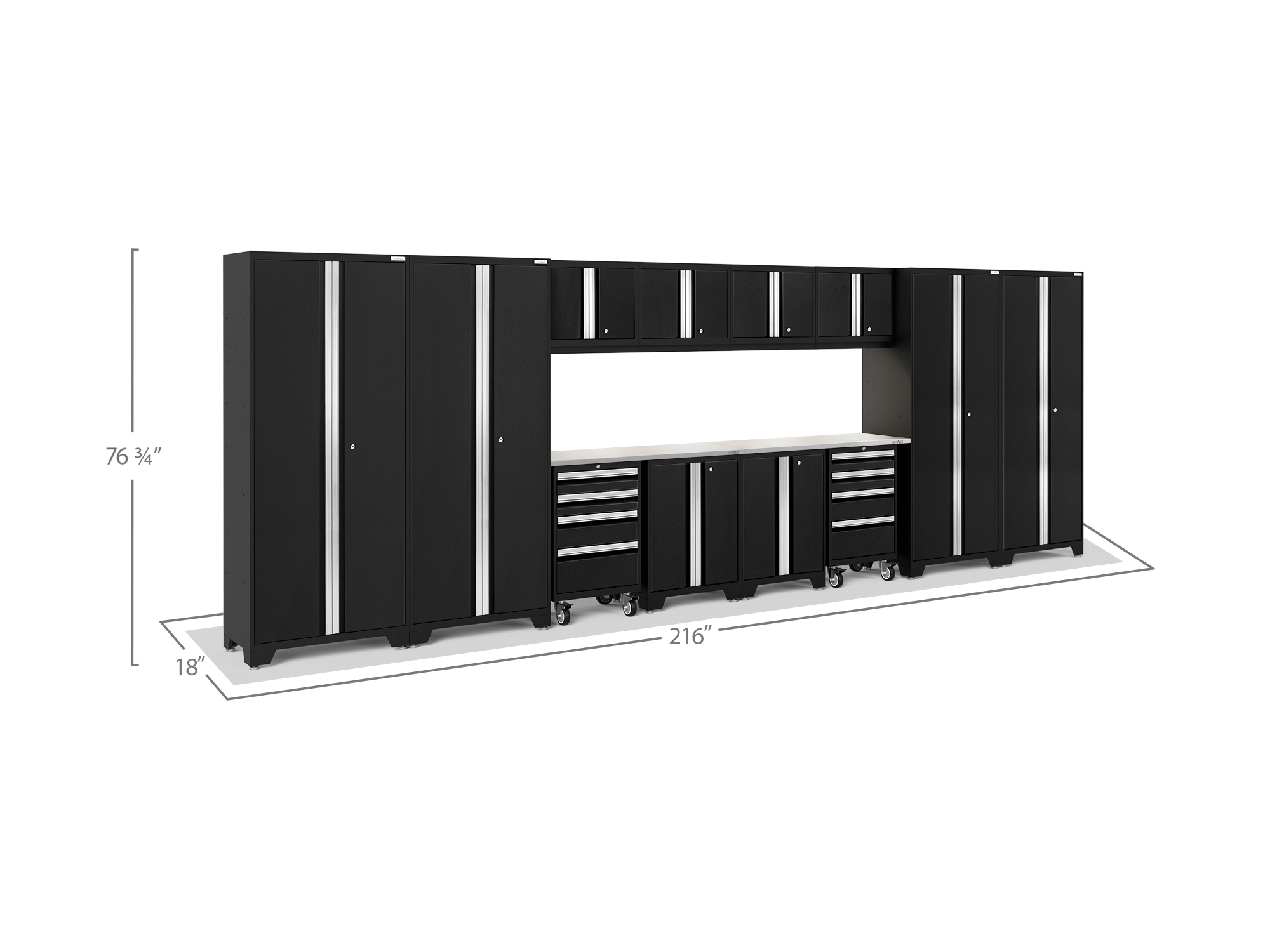 NewAge Products Bold Series Gray 14 Piece Cabinet Set, Heavy Duty 24-Gauge Steel Garage Storage System, LED Lights Included - Image 44