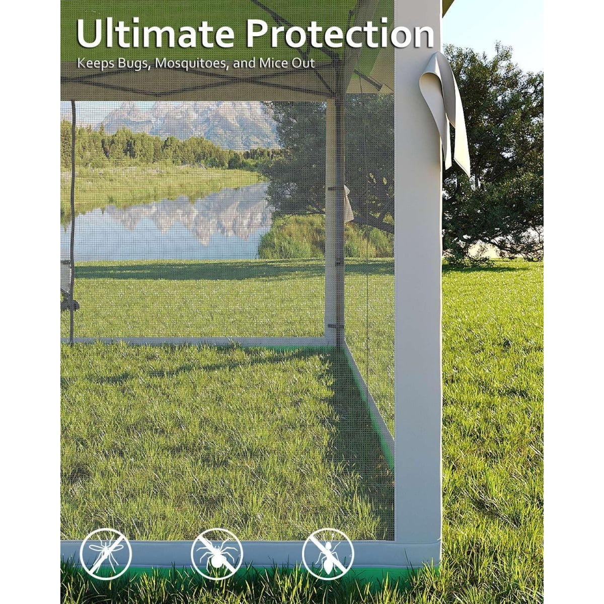 13x13FT with Expansion Bolts, Canopy Tent, Heavy Duty Party Tent & Shelter with Double Roofs, Mosquito Nettings and Privacy Screens Tent for Party, Wedding, Outdoor Dining, Patio, Backyar - Image 6