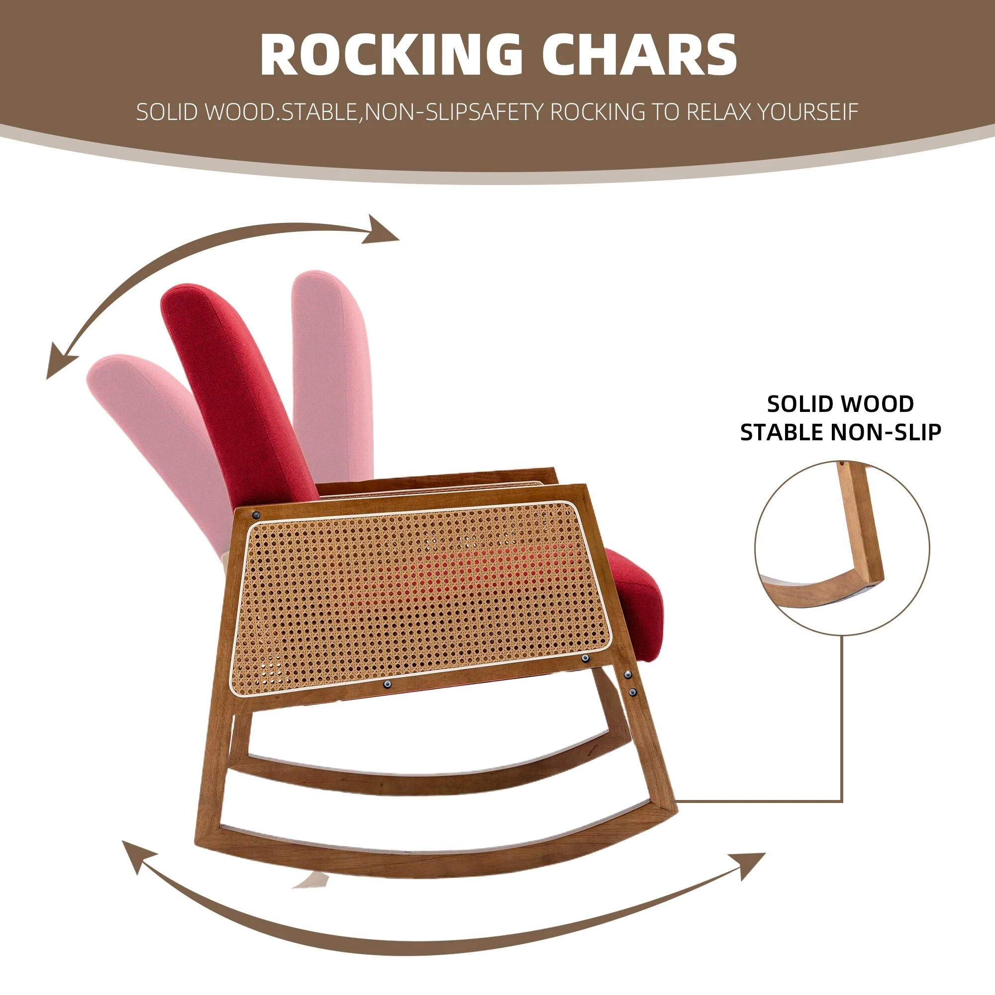 Upholstered Tall Back Rocking Chair, Smooth Gliding Accent Armchair for Comfortable Living Room Seating - Image 18