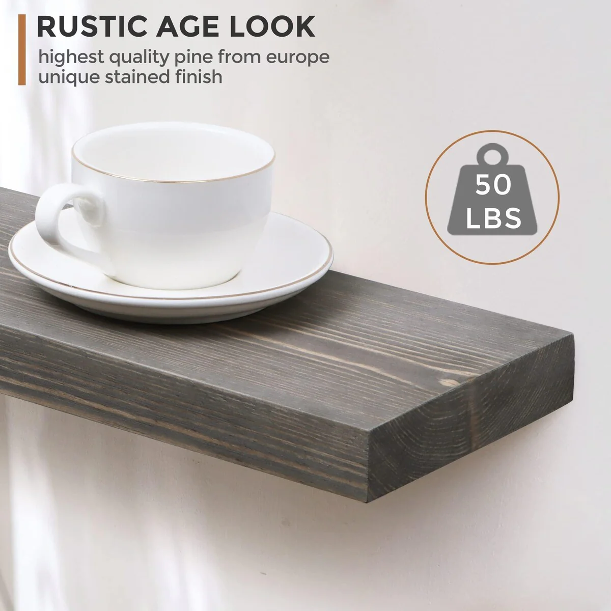 Set of 2 Handcrafted European Pine Floating Wall Shelves, Natural Rustic Wood - Image 36
